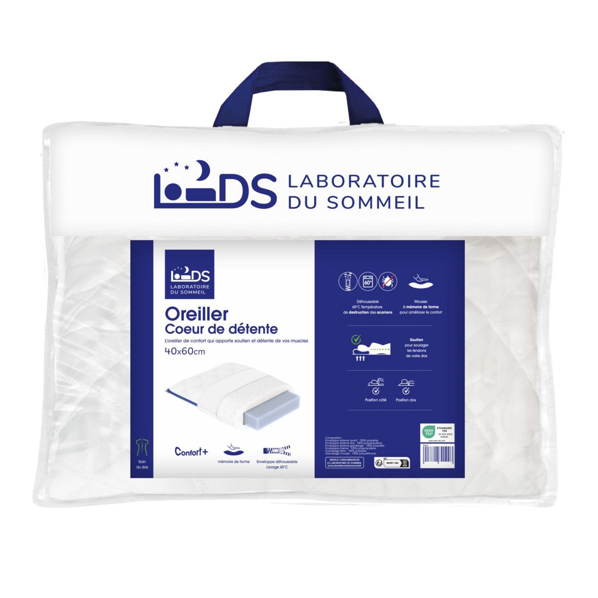 LABORATOIRE DU SOMMEIL Oreiller ergonomique C&oelig;ur de détente 