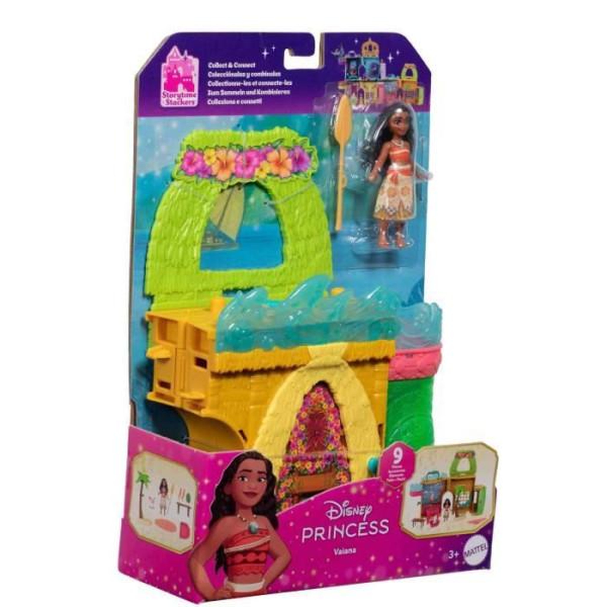 Voir la diapositive 5 : DISNEY PRINCESS Disney vaiana histoires a empiler coffret de maison de poupée avec une petite poupée vaiana, 1 ami animal et 9 accessoires - m