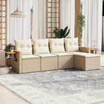 VIDAXL Salon de jardin avec coussins 5 pcs beige resine tressee