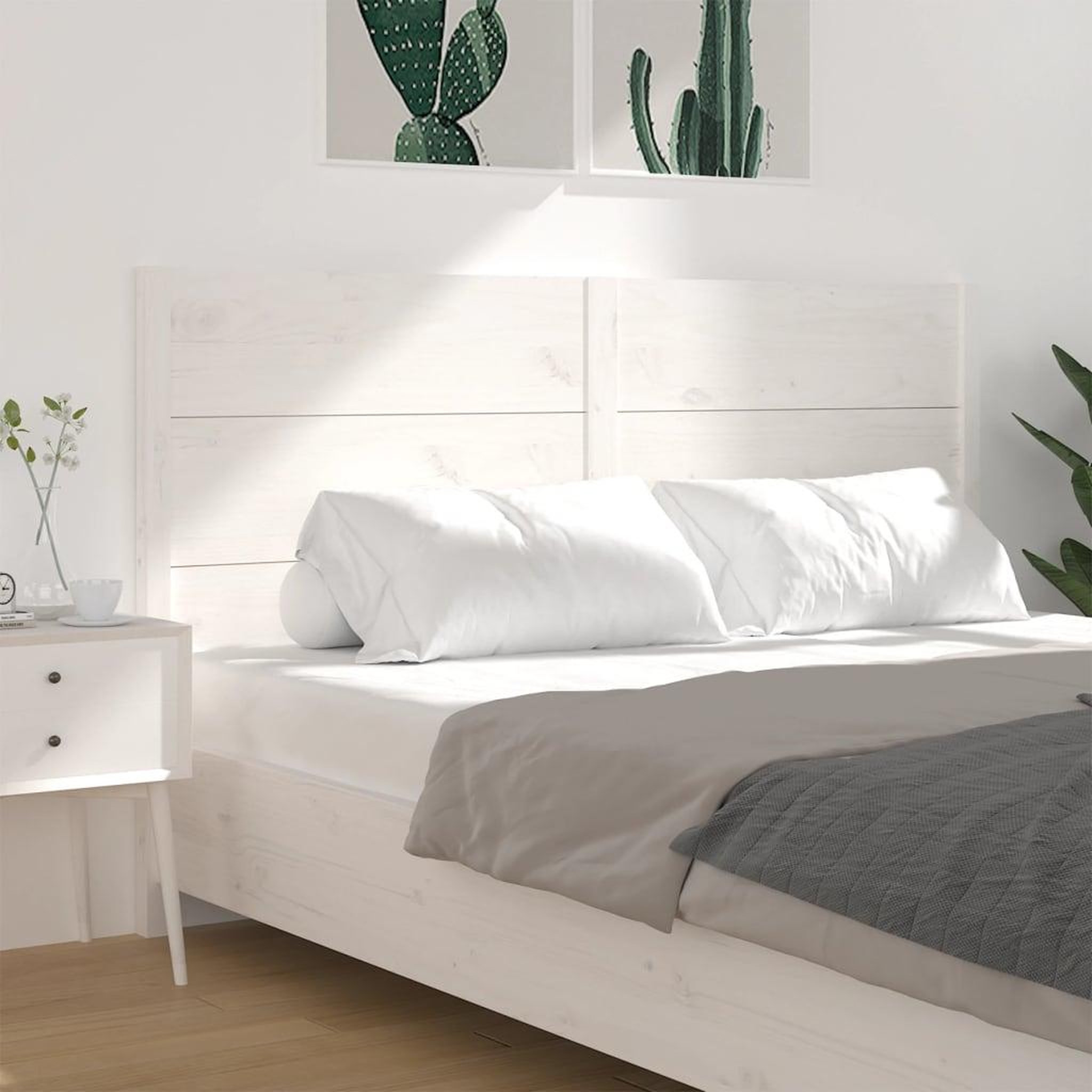 Voir la diapositive 4 : VIDAXL Tete de lit Blanc 206x4x100 cm Bois massif de pin