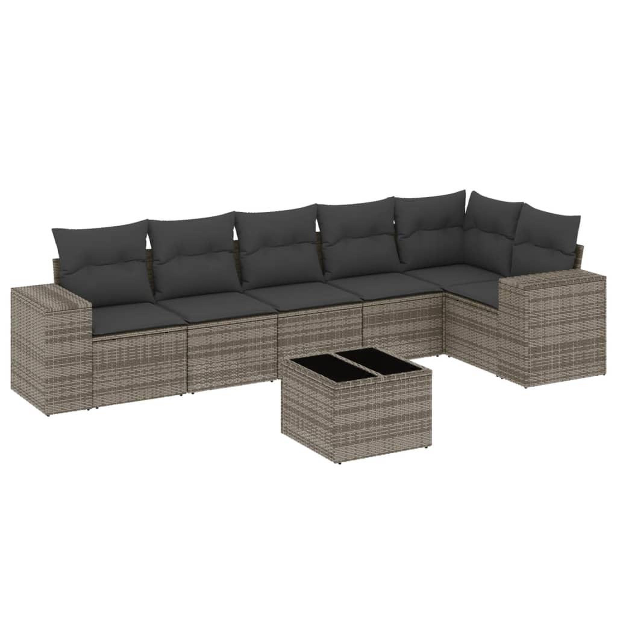 Voir la diapositive 2 : VIDAXL Salon de jardin avec coussins 7 pcs gris resine tressee