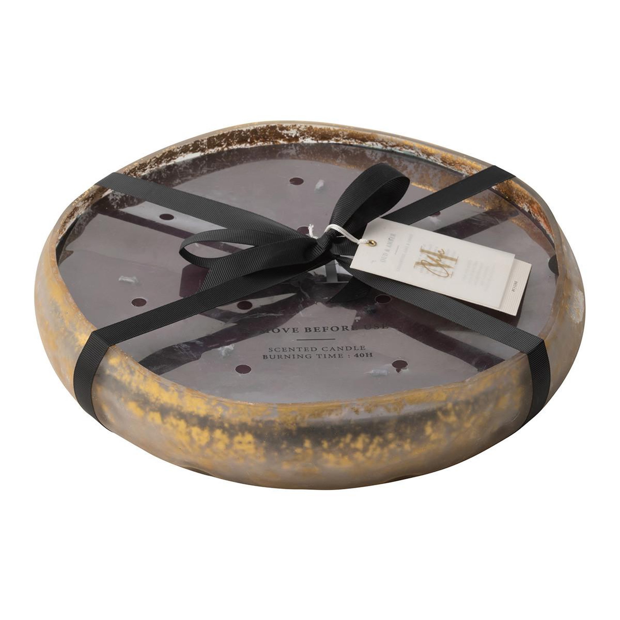 Voir la diapositive 2 : J-LINE Bougie parfumée ronde  m-chic  29cm oud & amber