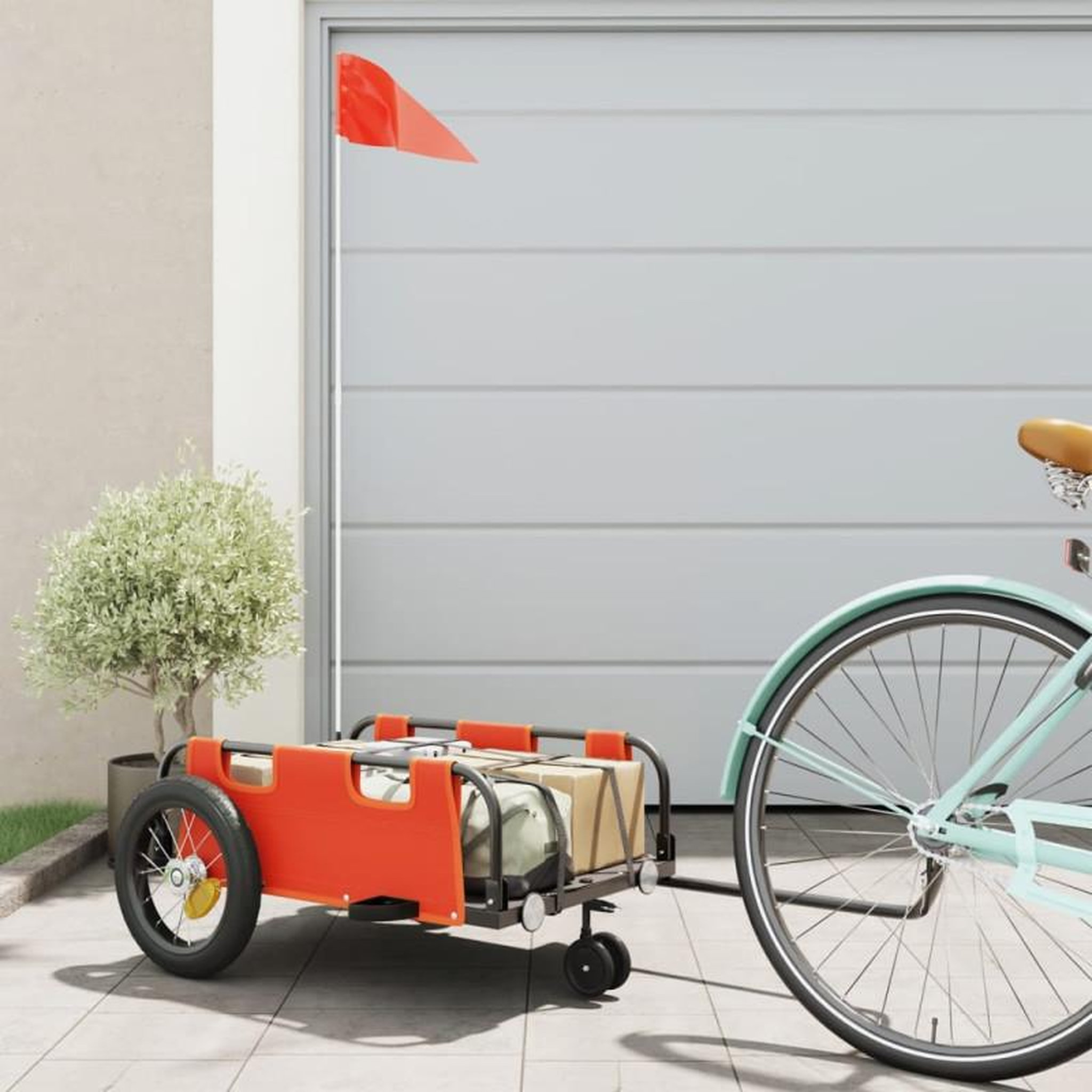 VIDAXL Remorque de vélo orange tissu oxford et fer