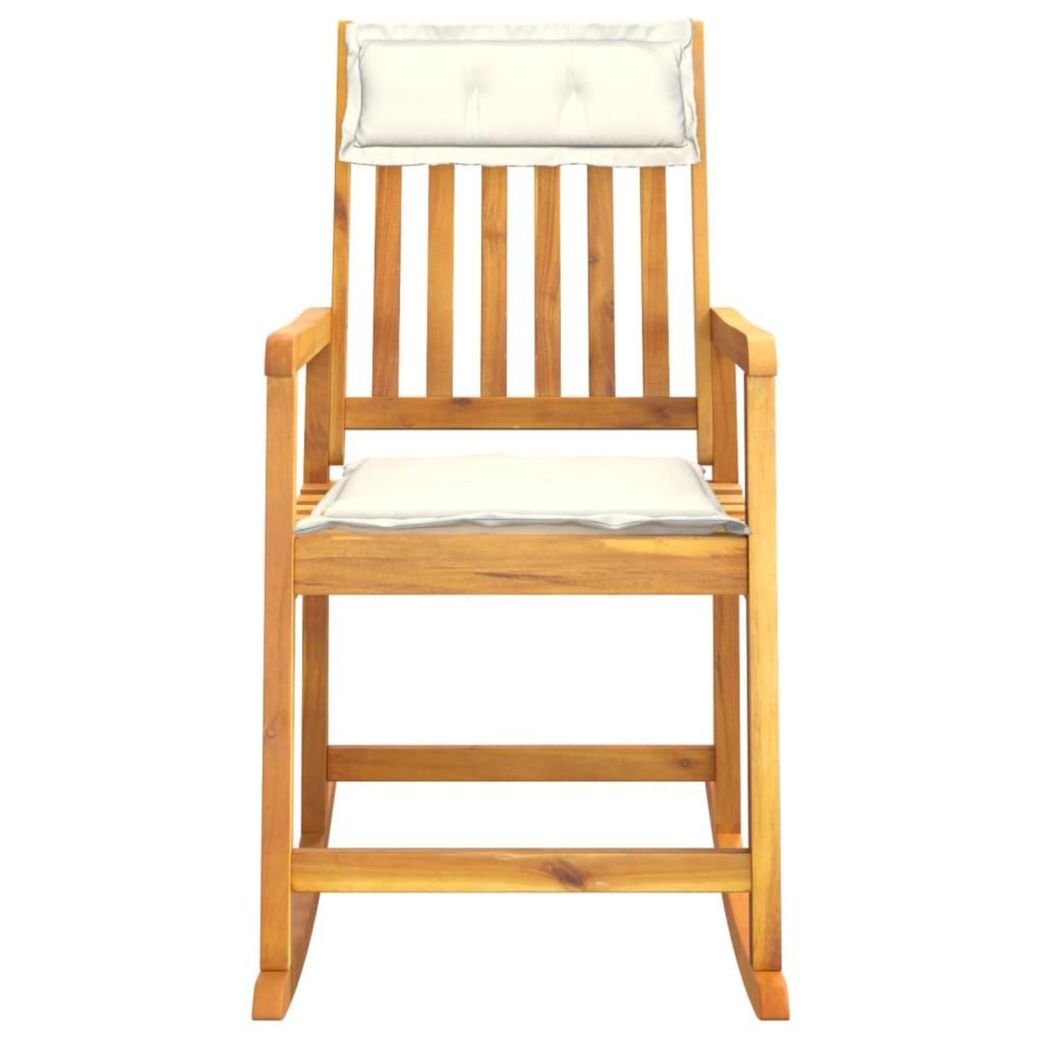 Voir la diapositive 3 : VIDAXL Chaise a bascule avec coussins bois massif d'acacia