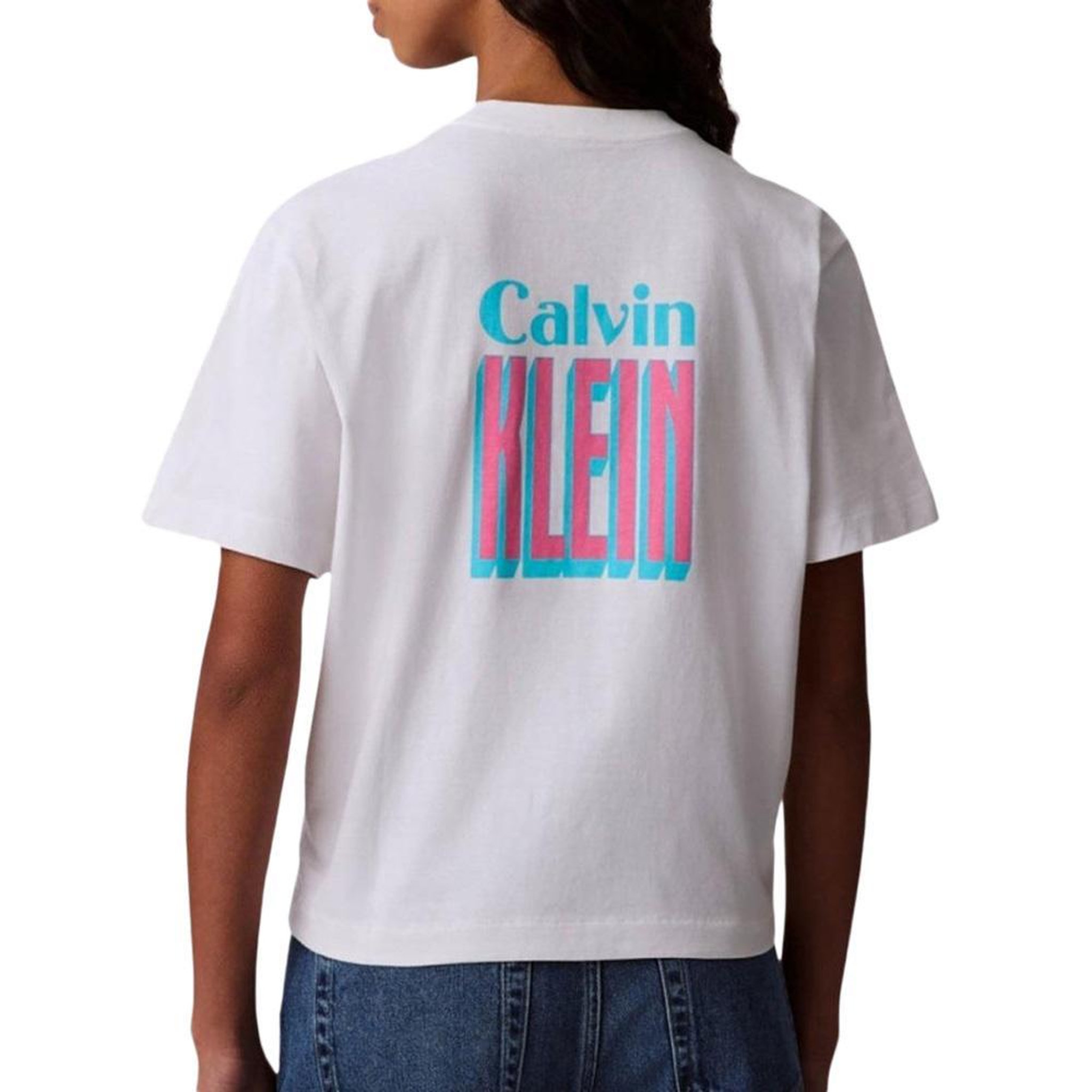 Voir la diapositive 2 : CALVIN KLEIN JEANS T-Shirt Blanc Femme Calvin Klein Jeans Boxy Fit
