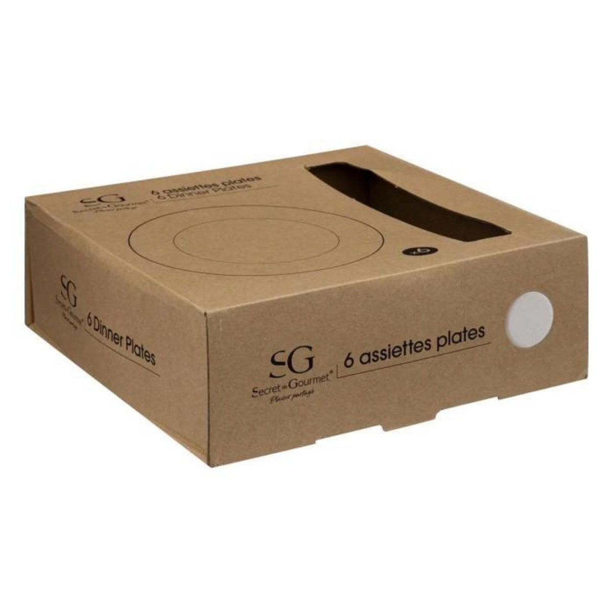 SECRET DE GOURMET Lot de 6 Assiettes Plates  Sublima  27cm Blanc