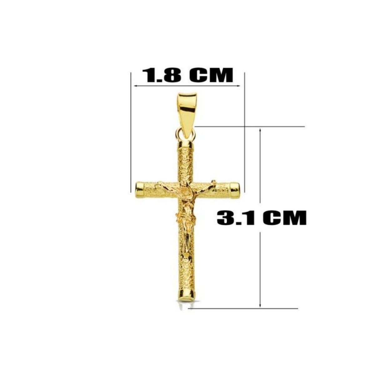 L'ATELIER D'AZUR Collier - Médaille Christ sur la Croix Or Jaune - Chaine Dorée