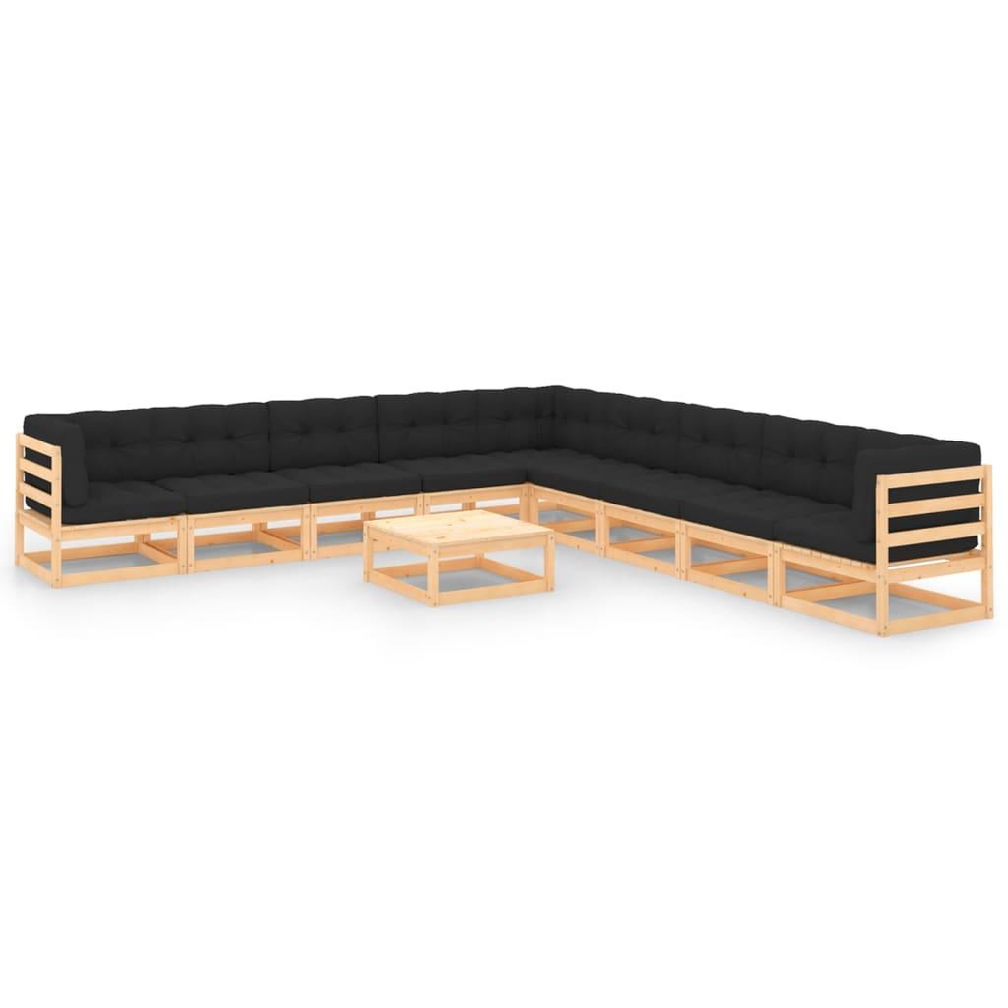 Voir la diapositive 1 : VIDAXL Salon de jardin 10 pcs avec coussins Bois de pin massif