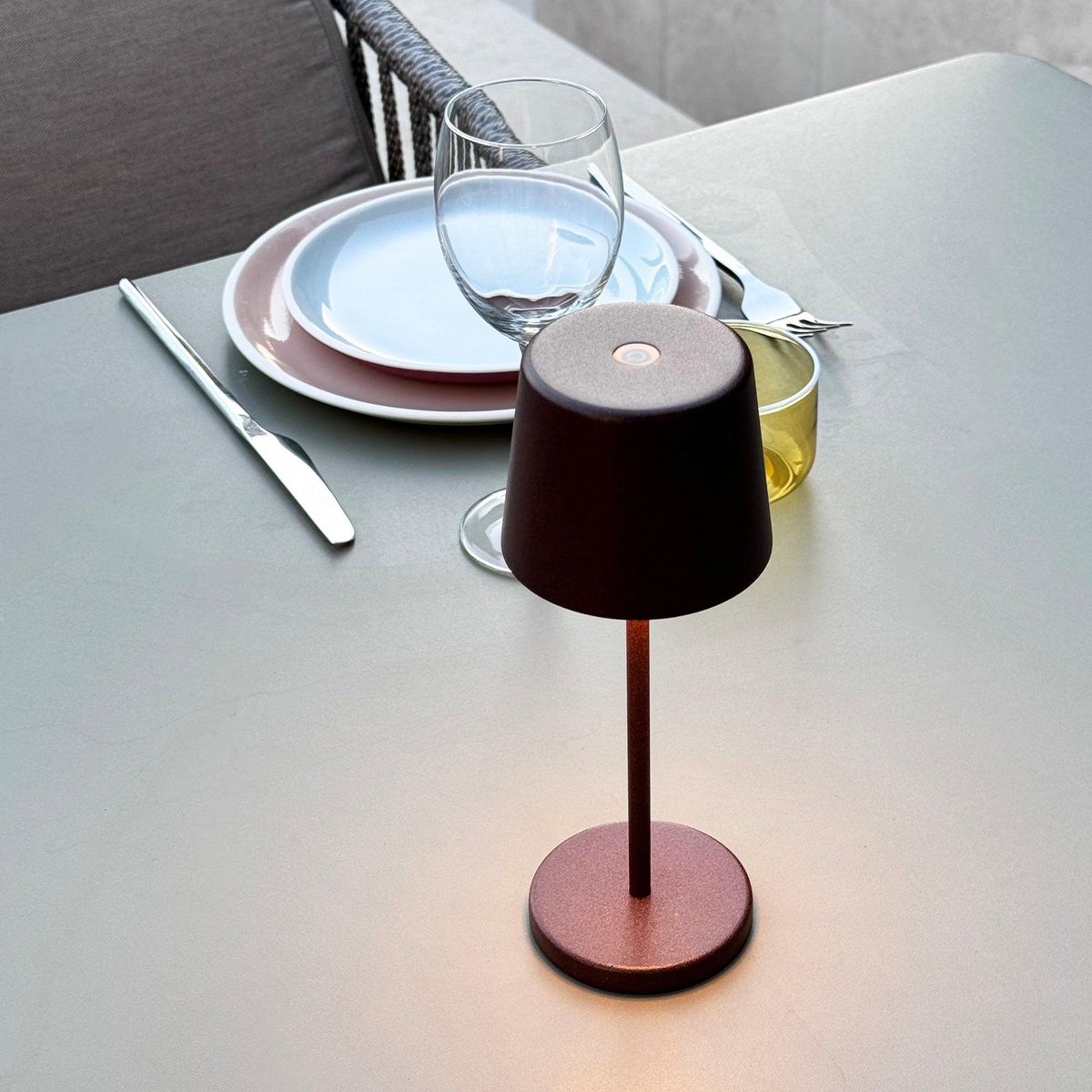 Lumisky 6 mini lampes avec plateau de chargement KELLY MINI Marron Aluminium H22cm