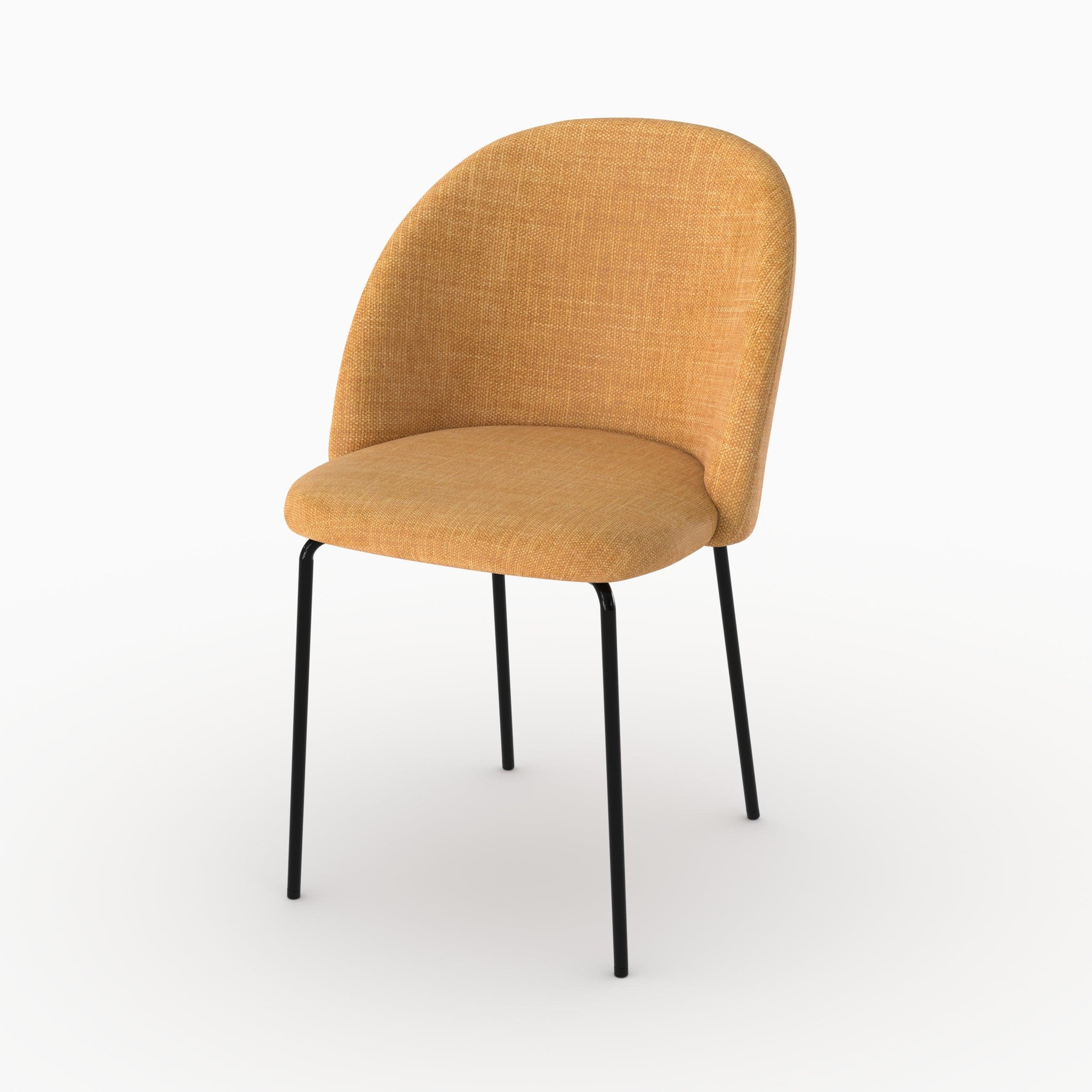 Voir la diapositive 5 : MAISON PAVANE Lot de 2 chaises en tissu texturé jaune moutarde-karl