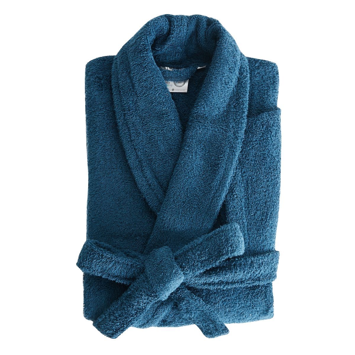 Peignoir col châle uni en coton 