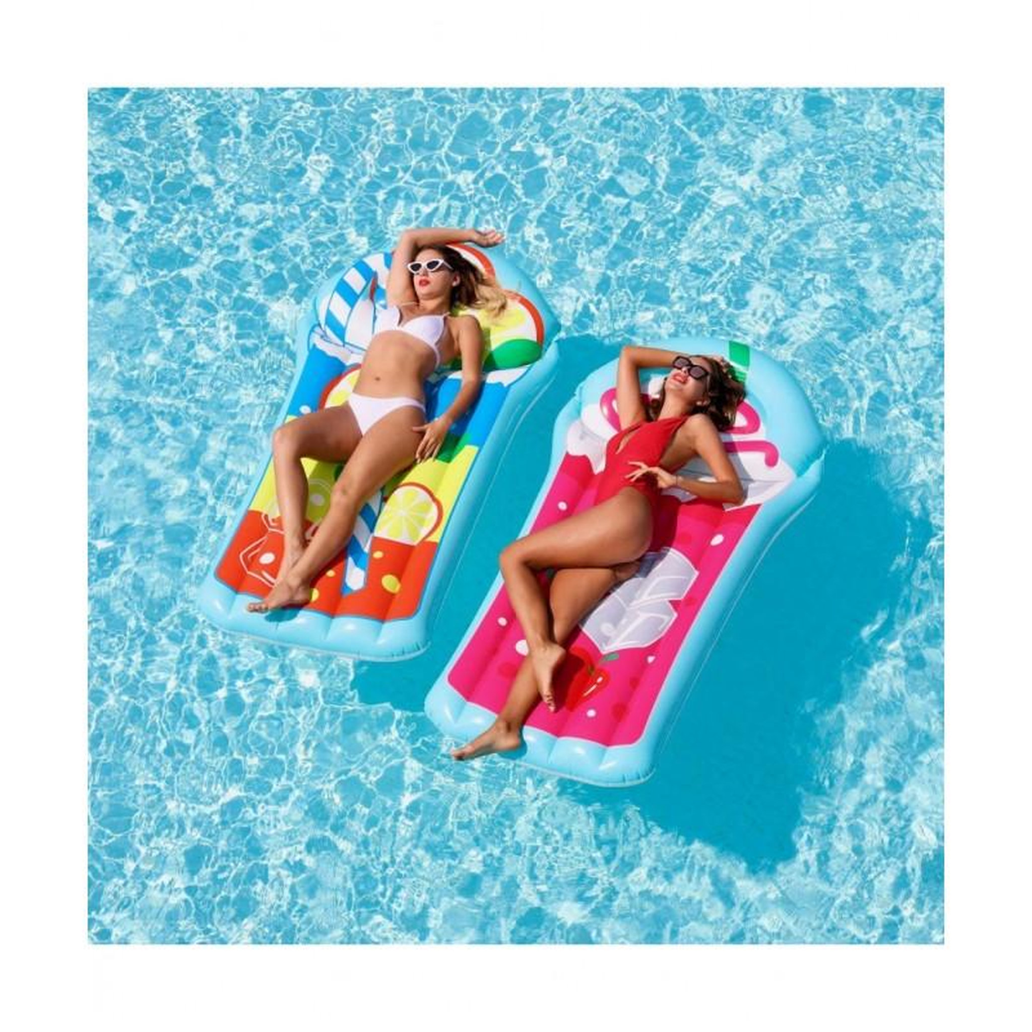 Voir la diapositive 2 : AIRMYFUN Pack 2 Matelas Gonflables d'Eau Géants, Ultra Confort, pour Piscine & Plage - Pack Twin Fresh Fruits 185 x 100 cm