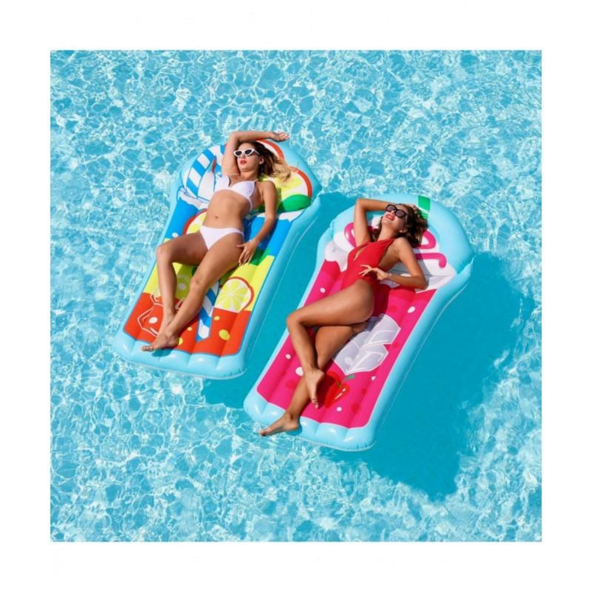 AIRMYFUN Pack 2 Matelas Gonflables d'Eau Géants, Ultra Confort, pour Piscine & Plage - Pack Twin Fresh Fruits 185 x 100 cm