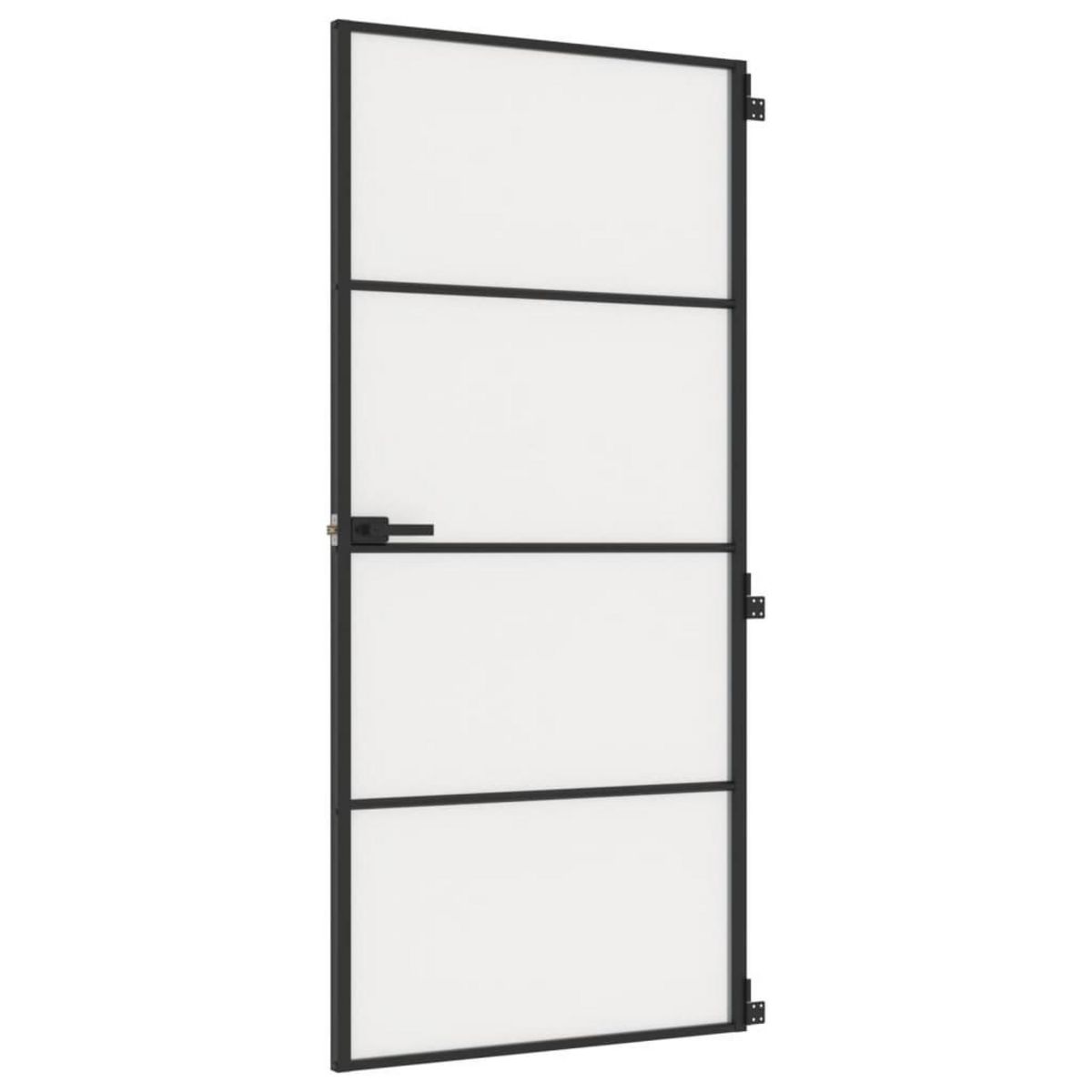 VIDAXL Porte interieure mince noir 93x201,5 cm verre trempe aluminium