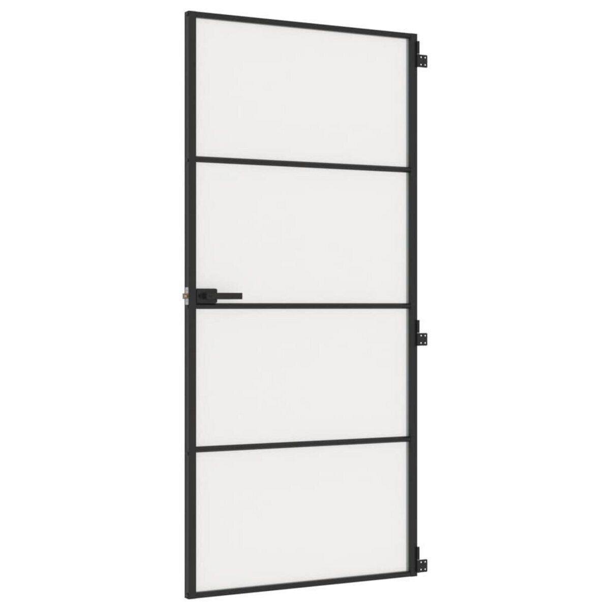 VIDAXL Porte interieure mince noir 93x201,5 cm verre trempe aluminium