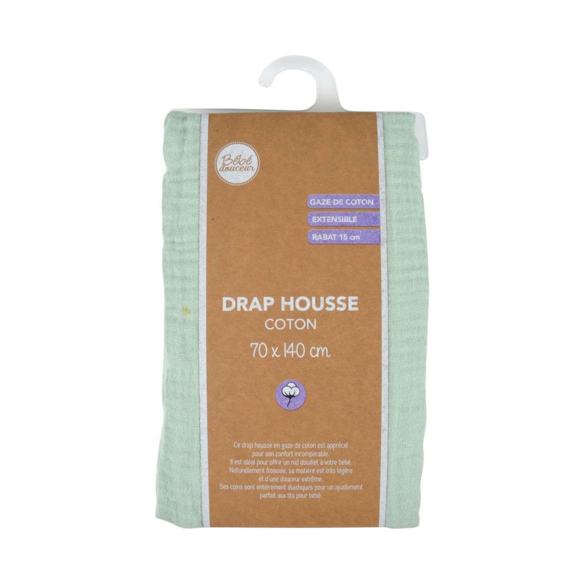 BEBE DOUCEUR Drap housse en gaze de coton - 100% Coton