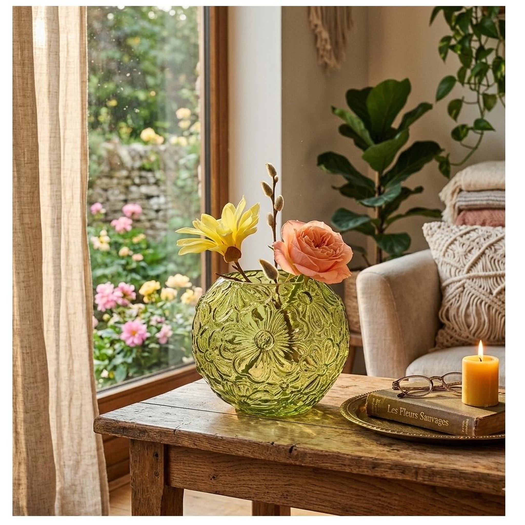 Voir la diapositive 5 : Eden Vase rond en verre transparent fleurs