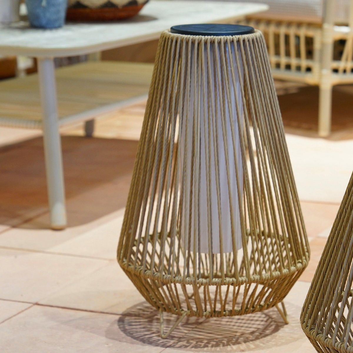 Lumisky Lanterne solaire SALOMEA Beige Rotin 30 x 30 x H 47cm