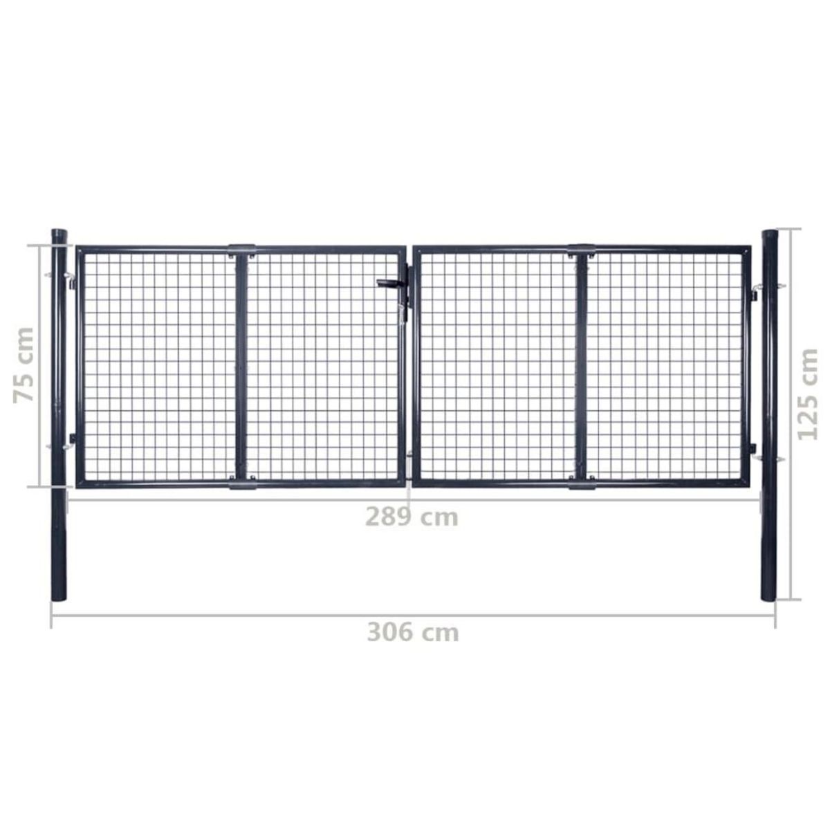 VIDAXL Portail de jardin grillage en acier galvanise 306 x 75 cm Gris