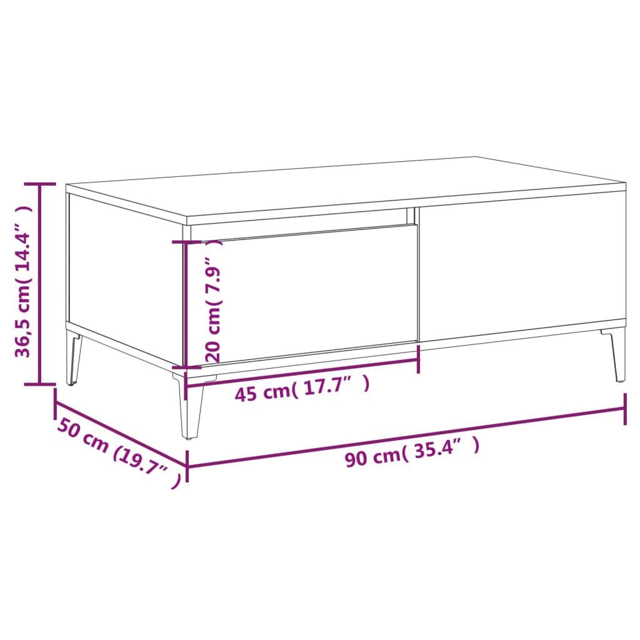 Voir la diapositive 6 : VIDAXL Table basse Chene fume 90x50x36,5 cm Bois d'ingenierie