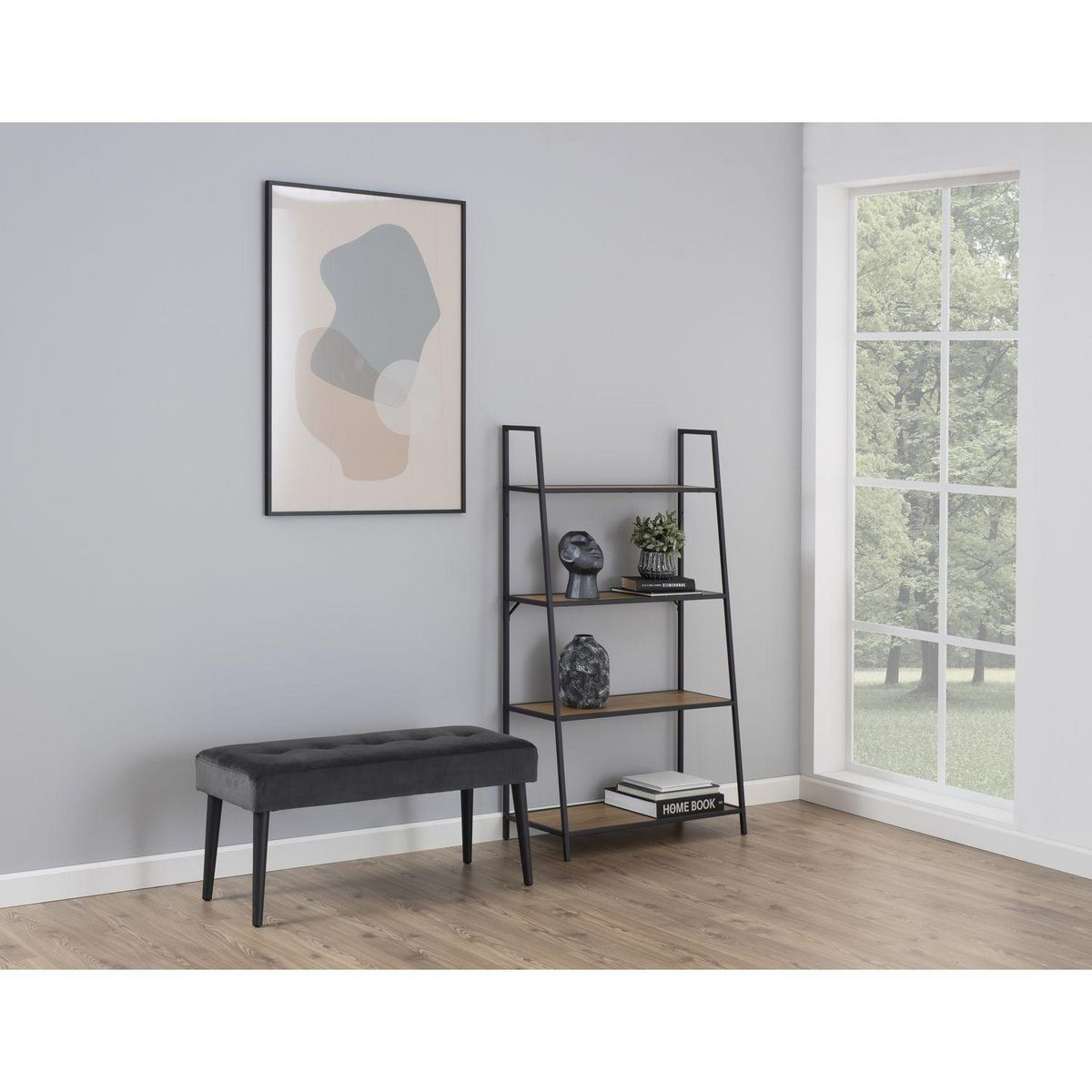 TOILINUX Banc 2 places Bella en métal et tissus effet velours