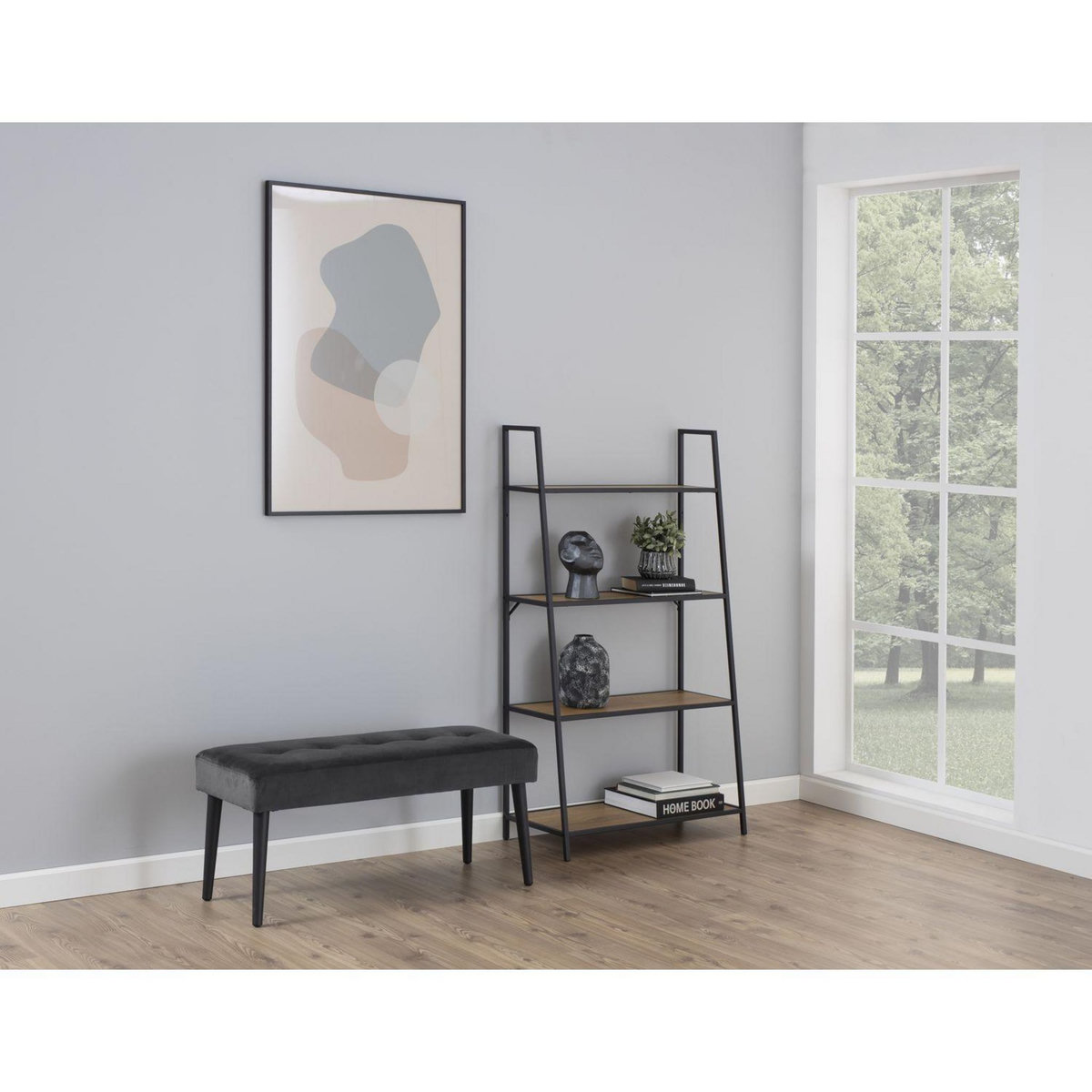 TOILINUX Banc 2 places Bella en métal et tissus effet velours