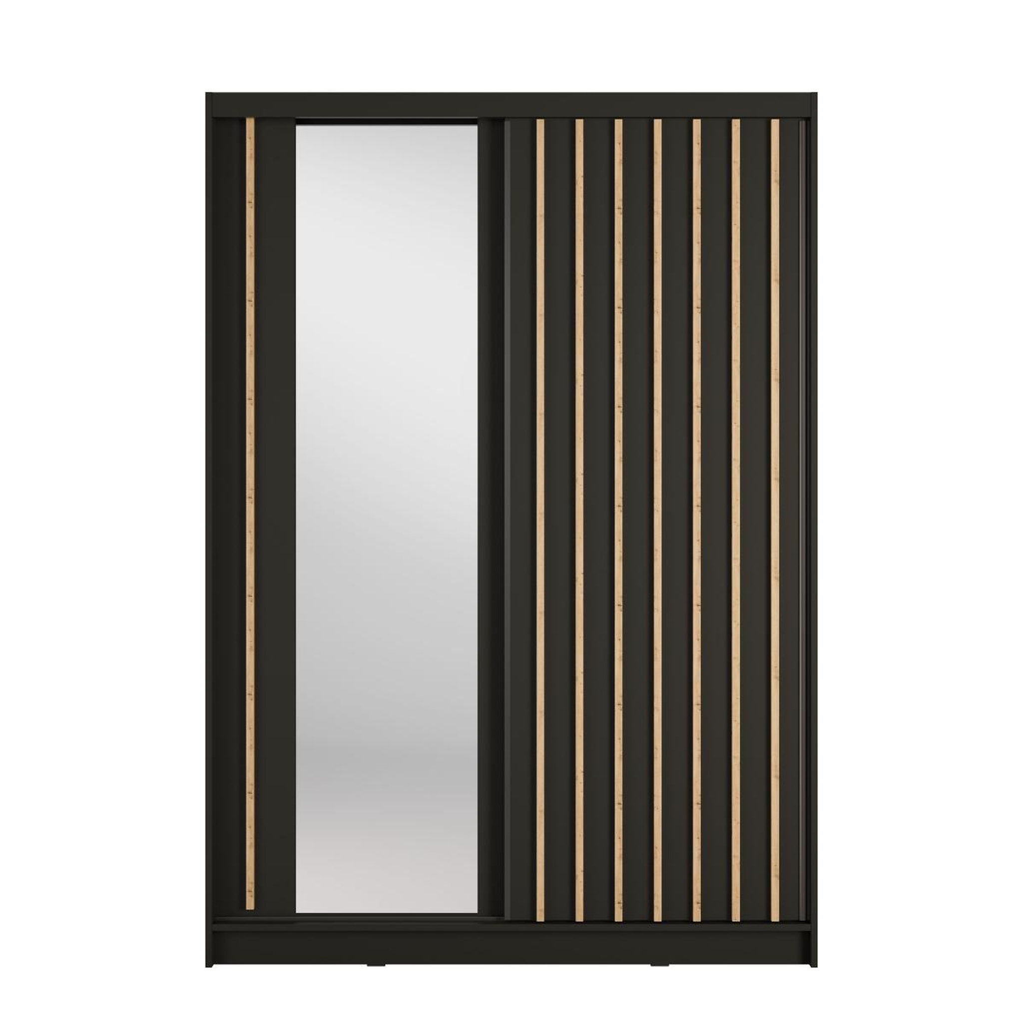 Voir la diapositive 4 : JLC KREATION Armoire dressing moderne noir et bois 155cm celia