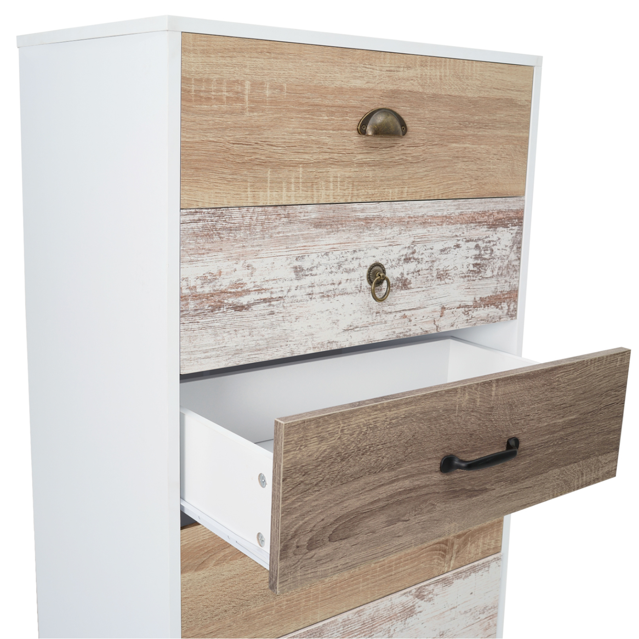 Voir la diapositive 6 : ID MARKET Chiffonnier 5 tiroirs bahia 60x40x110 cm commode semainier design scandinave