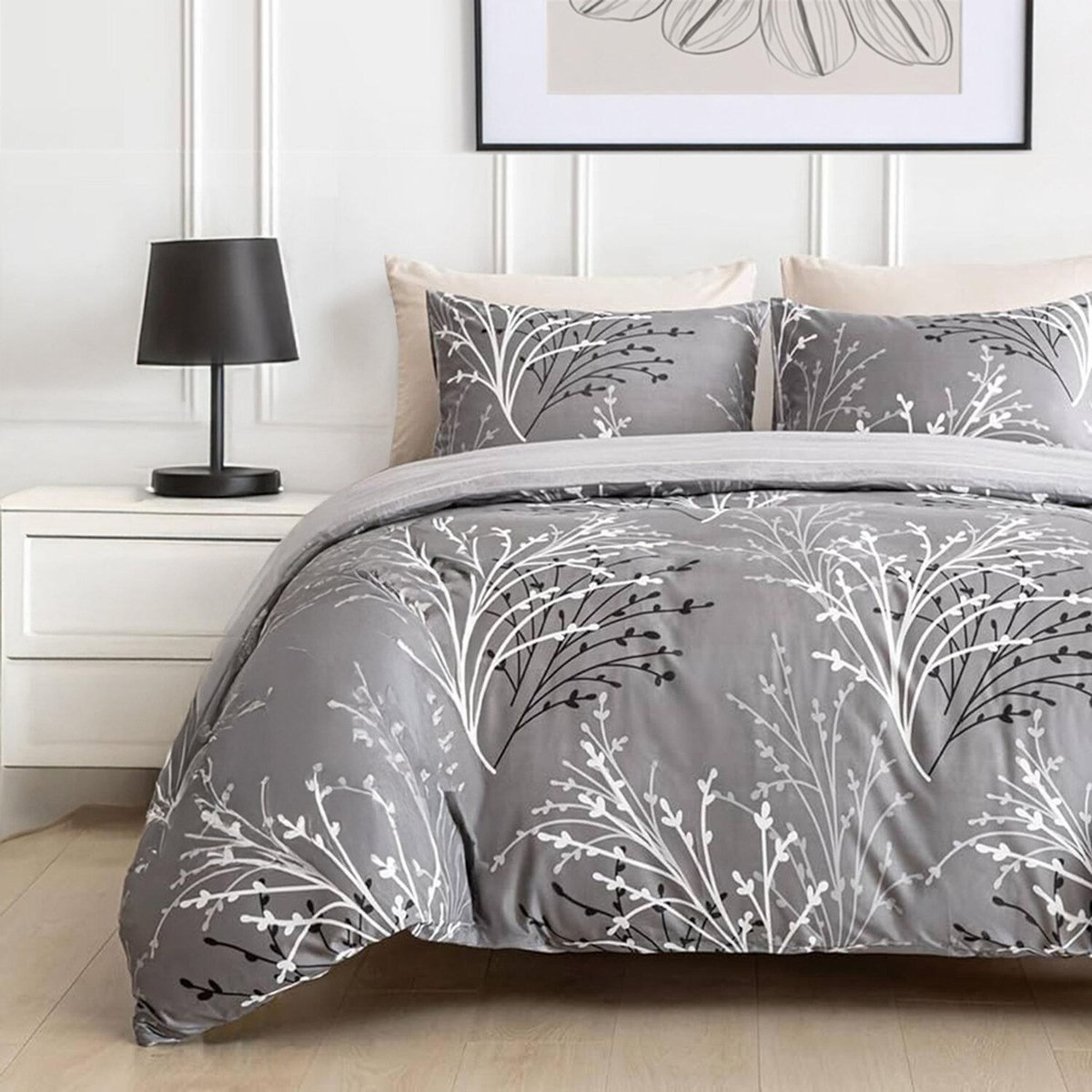 Home collection Parure housse de couette 100 % coton 57 fils Silverel