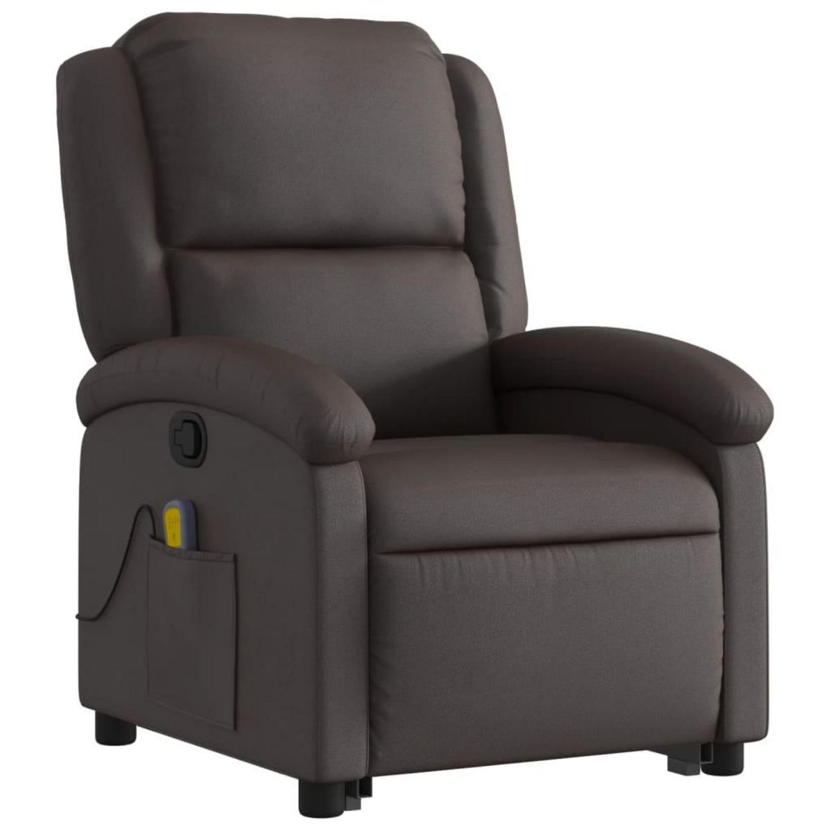 VIDAXL Fauteuil inclinable de massage marron fonce cuir veritable