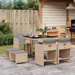 VIDAXL Ensemble a manger de jardin et coussins 9 pcs melange beige