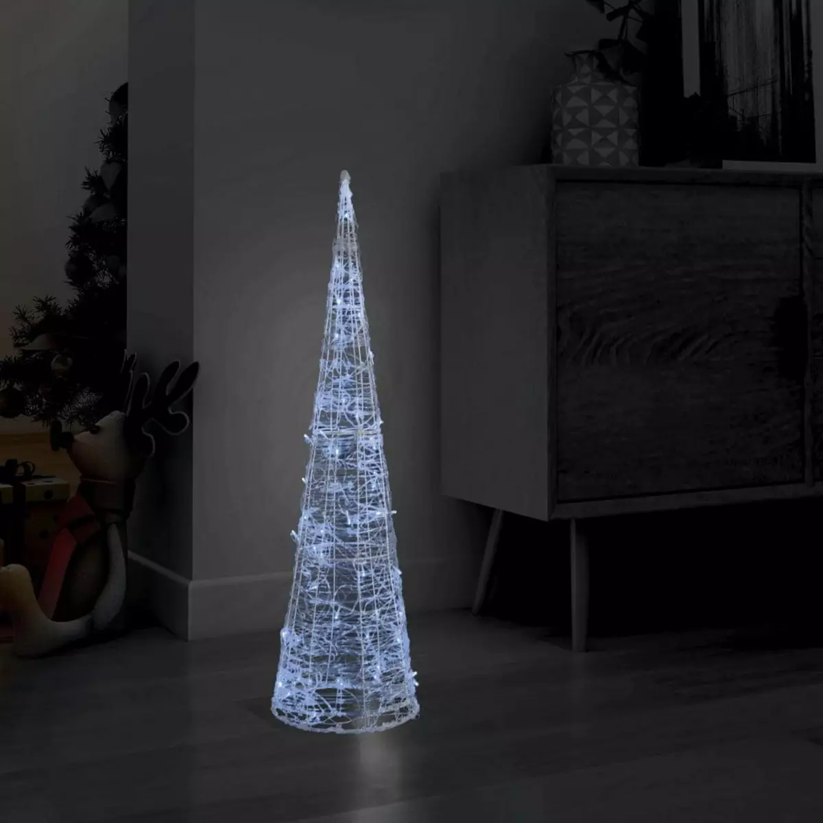 VIDAXL Cone lumineux decoratif pyramide LED Acrylique Blanc froid 90cm
