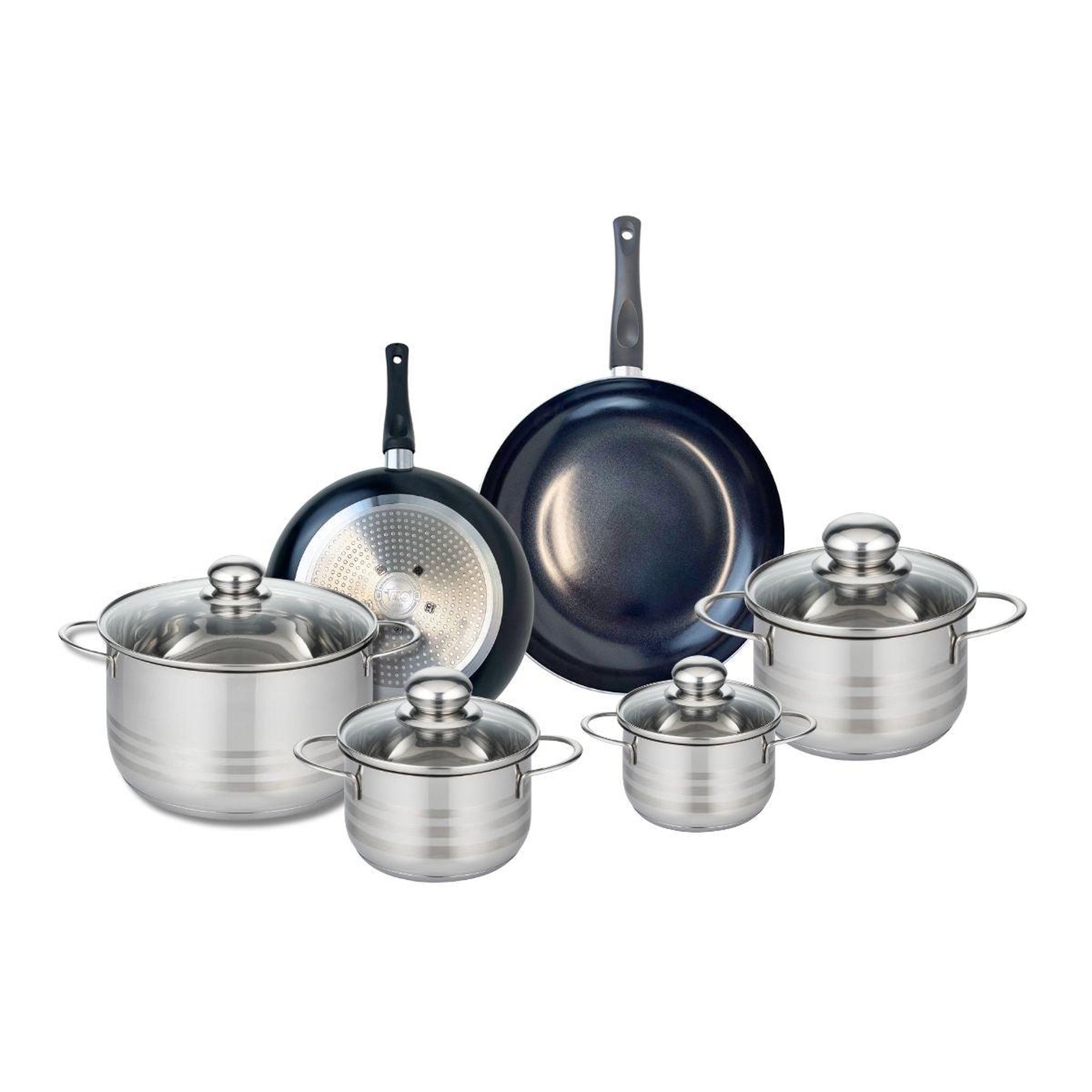 ELO Ensemble de 2 poêles de cuisson 20 et 24 cm et 4 faitouts 12, 14, 16 et 20 cm elo prima brillant