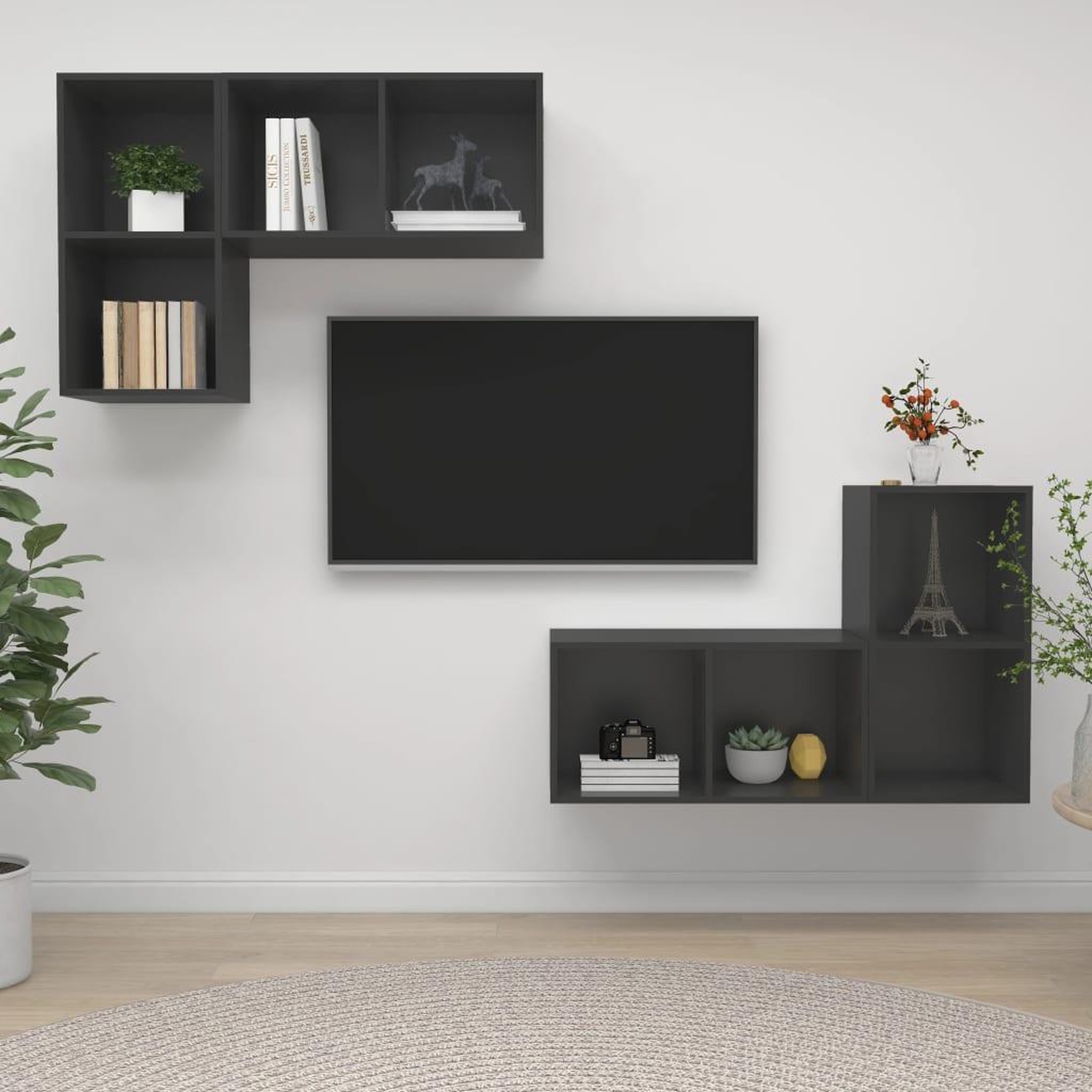 Voir la diapositive 1 : VIDAXL Meubles TV muraux 4 pcs Gris Bois d'ingenierie
