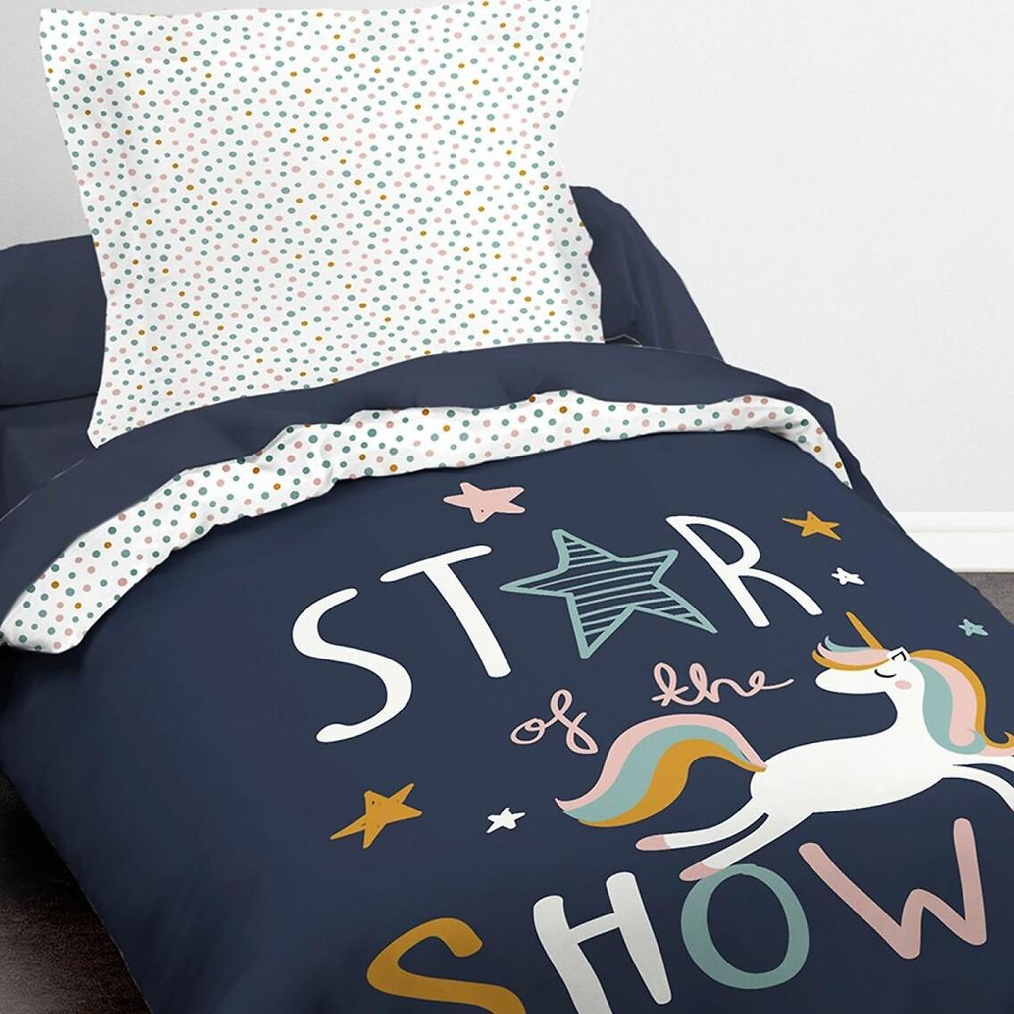 Voir la diapositive 2 : Home collection Parure housse de couette 140x200cm 100%coton 57fils kids kool 1.13