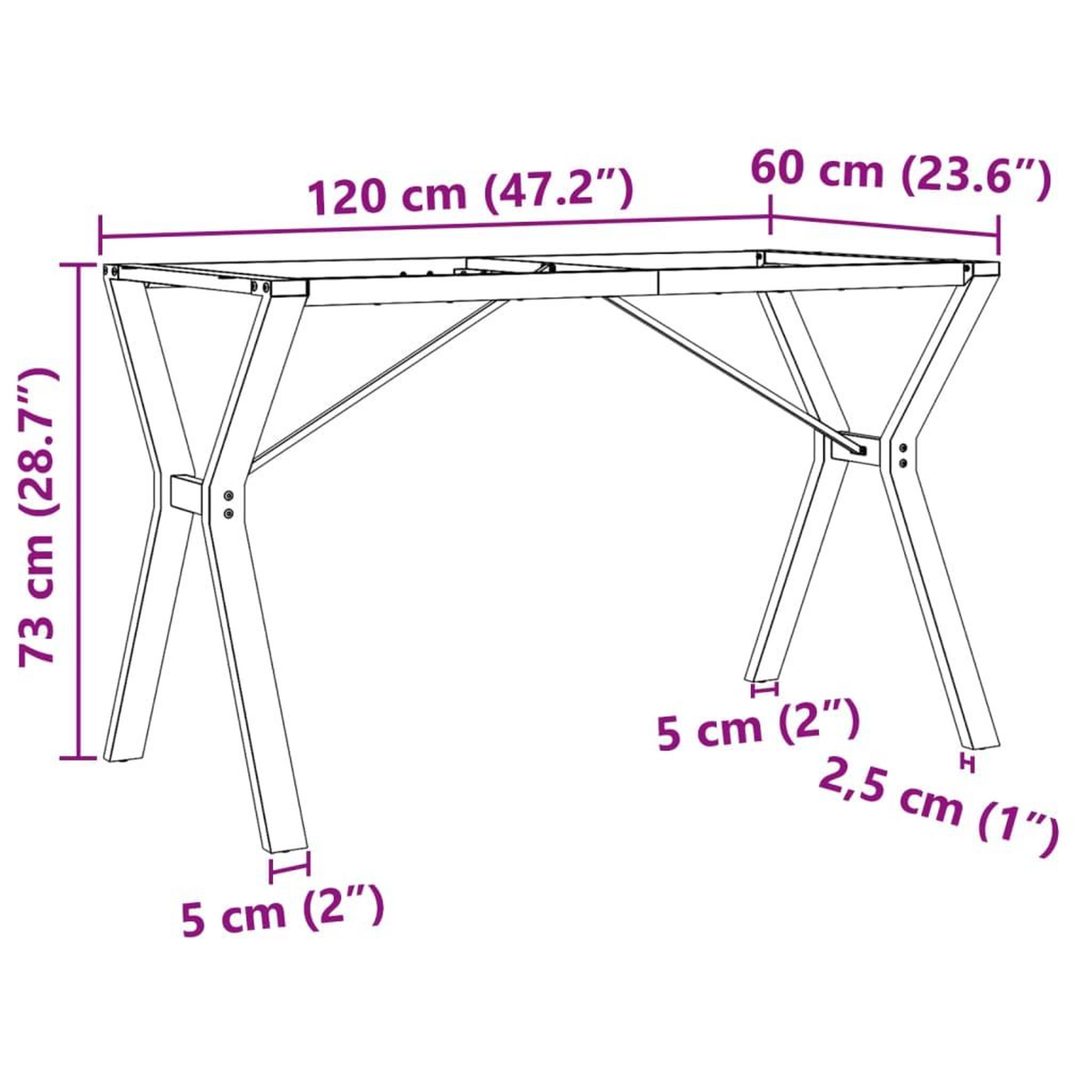 Voir la diapositive 6 : VIDAXL Pieds de table a manger cadre en Y 120x60x73 cm acier