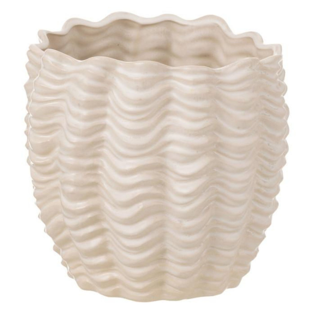Paris Prix Cache-Pot en Céramique  Coquillage  22cm Beige