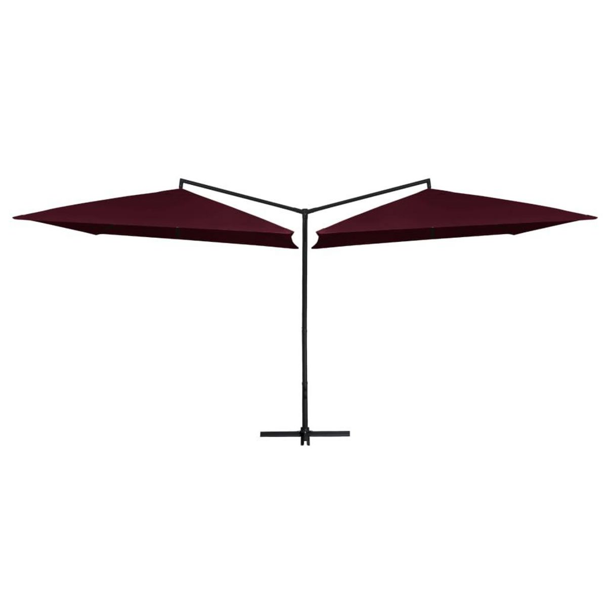 VIDAXL Parasol double avec mat en acier 250 x 250 cm Rouge bordeaux