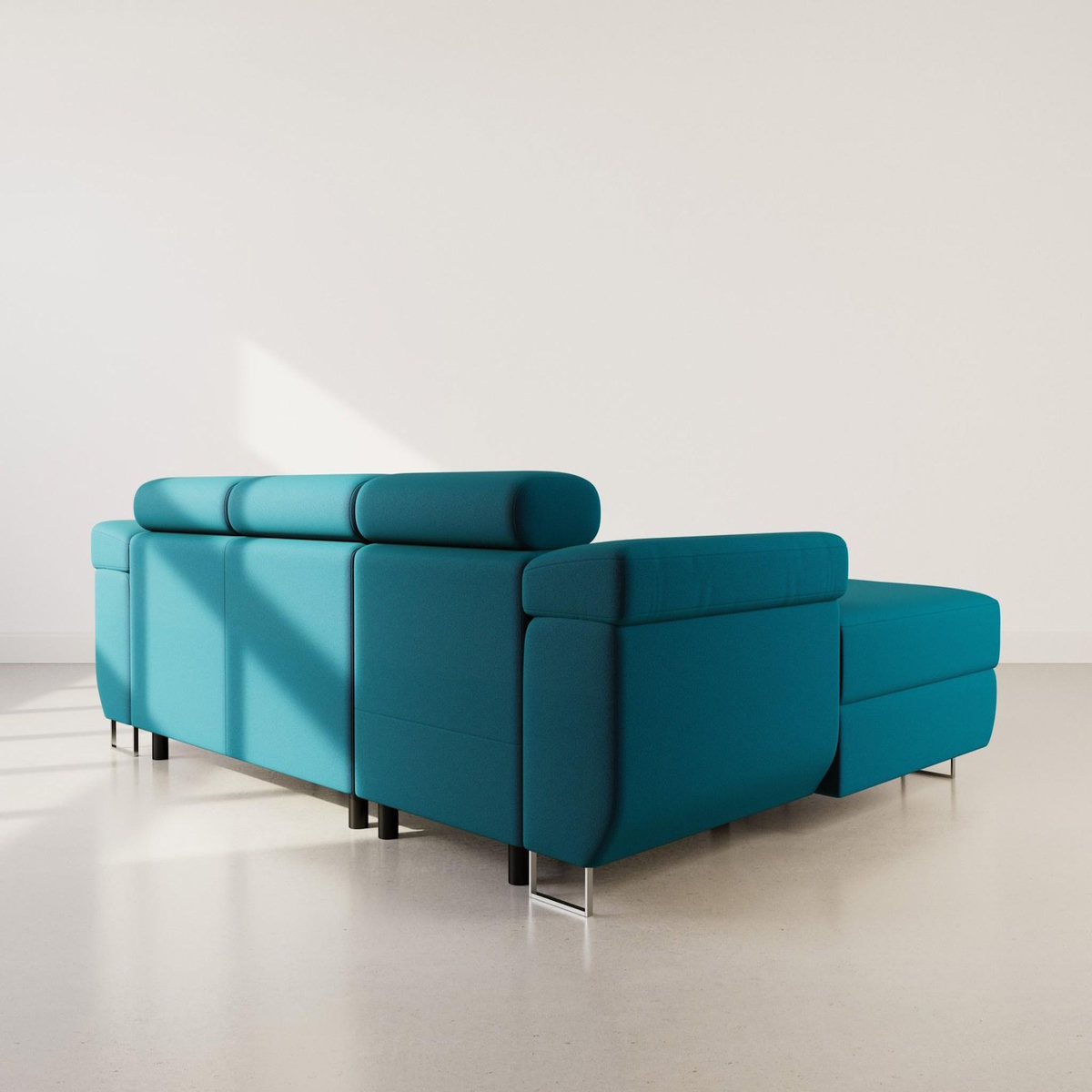 BEST MOBILIER Pablo - canapé d'angle gauche - 6 places - convertible avec coffre et têtières réglables - en velours