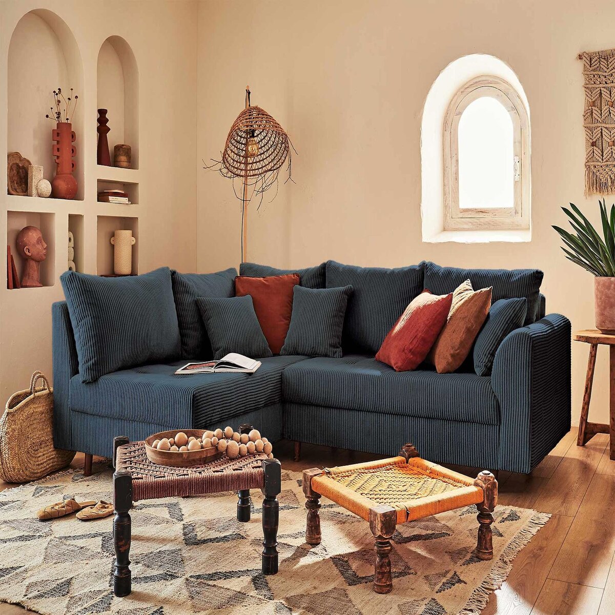 LISA DESIGN Rune - canapé d'angle gauche - 4 places - en velours côtelé