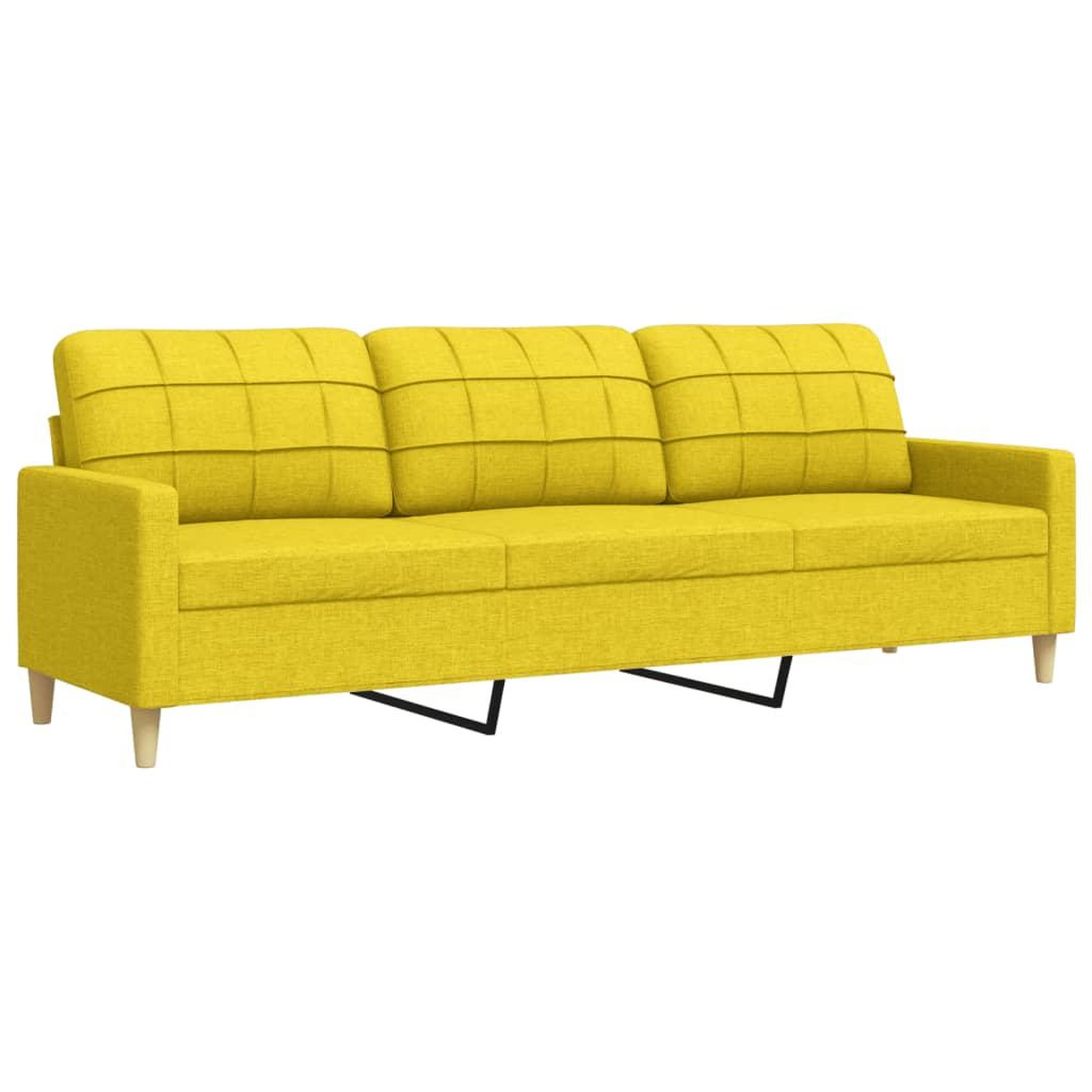 Voir la diapositive 2 : VIDAXL Canape a 3 places Jaune clair 210 cm Tissu