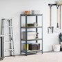 Voir la diapositive 3 : VIDAXL Etagere de rangement 4 niveaux Anthracite Acier bois ingenierie