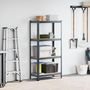 Voir la diapositive 3 : VIDAXL Etagere de rangement 4 niveaux Anthracite Acier bois ingenierie