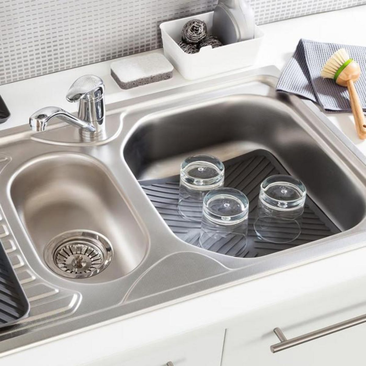 FIVE Tapis Egouttoir Fond d'Évier  Néo  30x30cm Gris