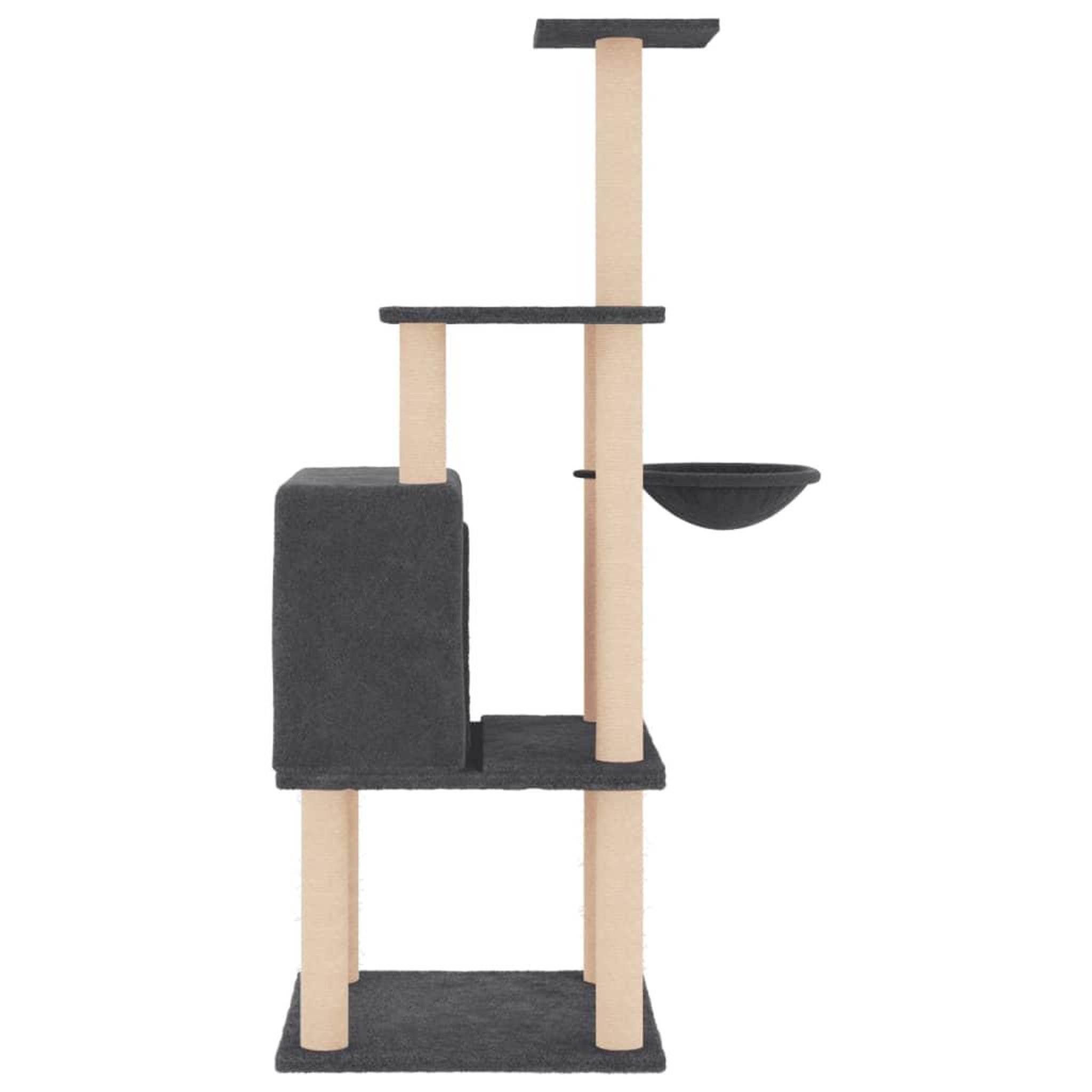 Voir la diapositive 4 : VIDAXL Arbre a chat avec griffoirs en sisal gris fonce 132 cm