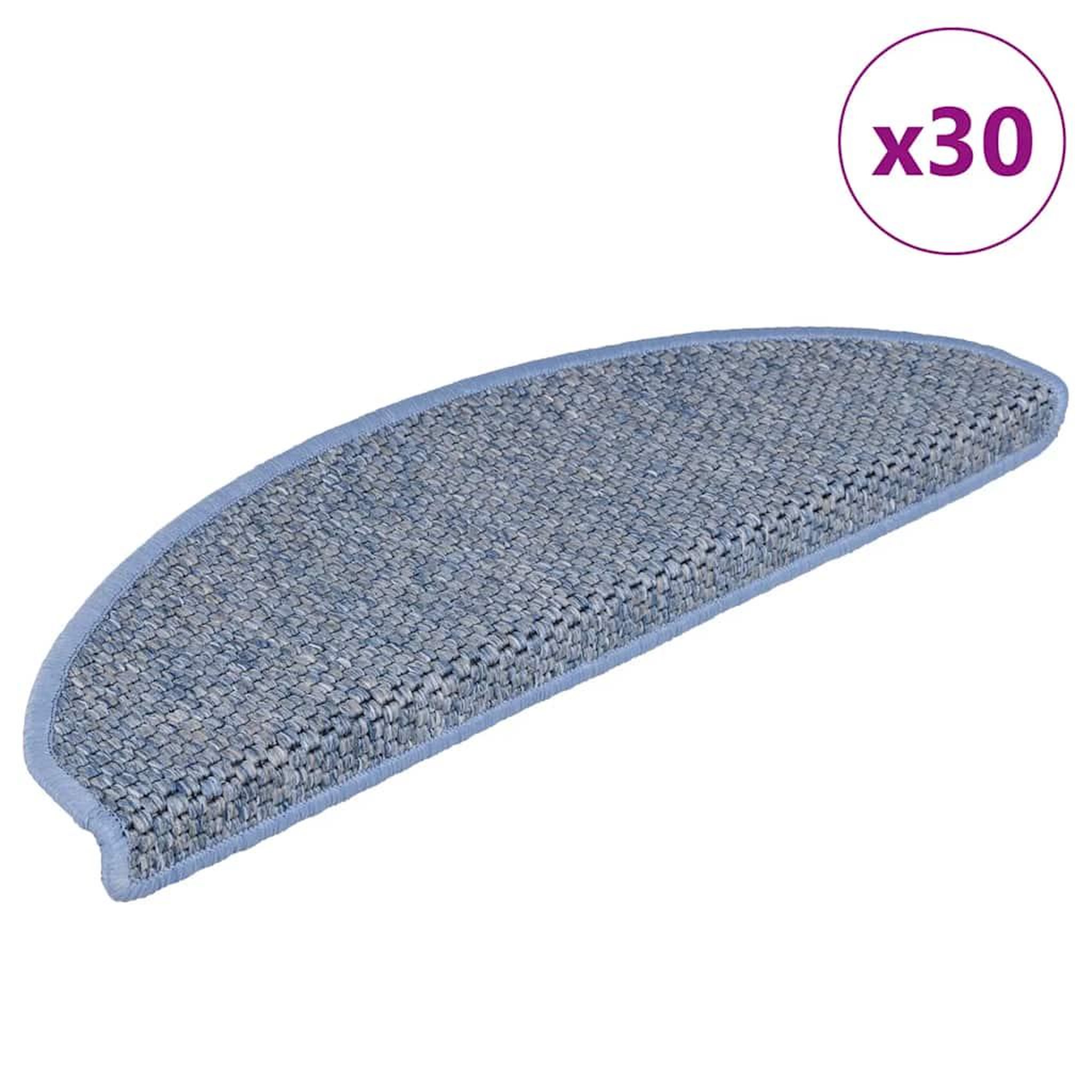 VIDAXL Tapis d'escalier autocollants 30 pcs 65x21x4 cm bleu