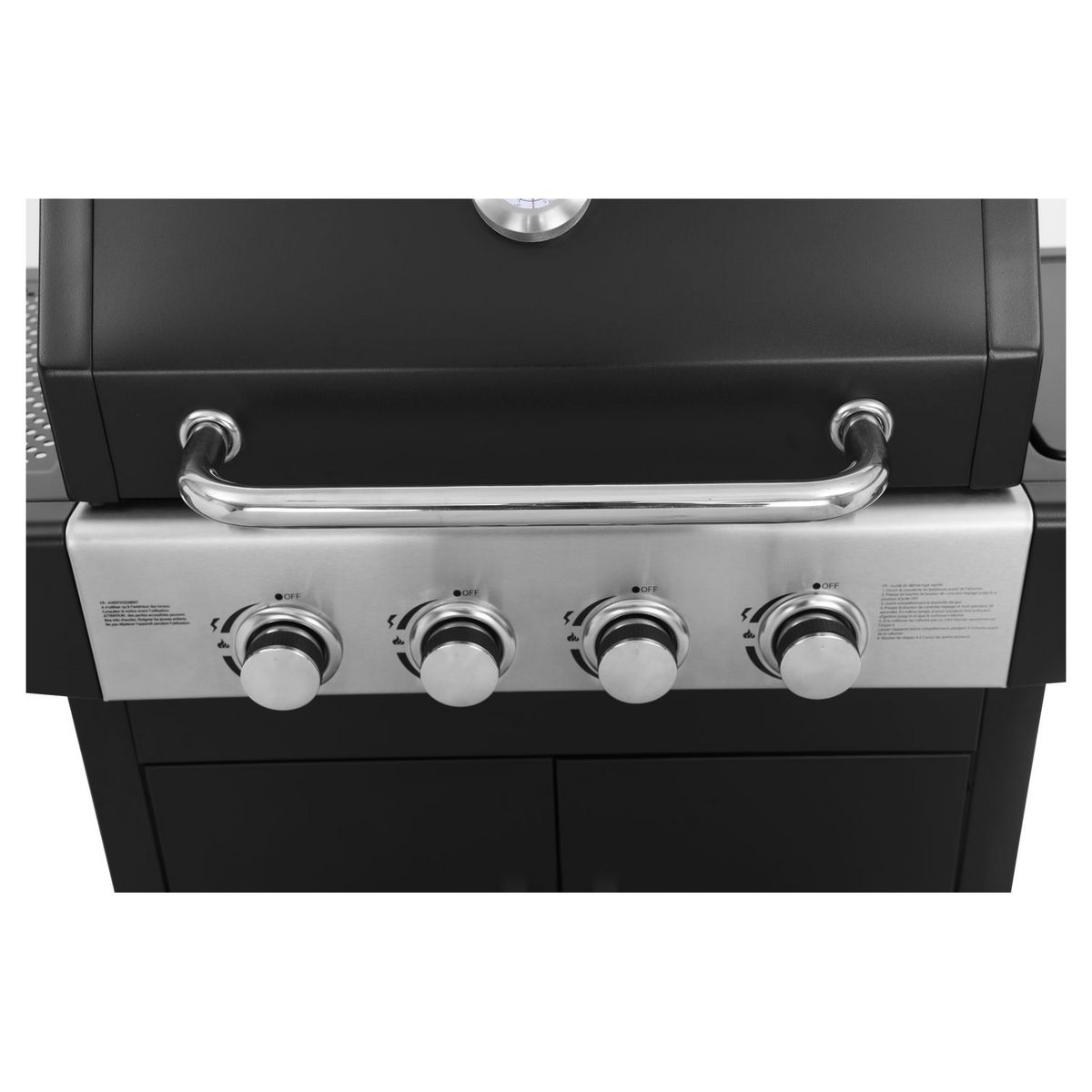 GARDENSTAR Barbecue gaz en acier- 4 brûleurs - 1 côté acier 