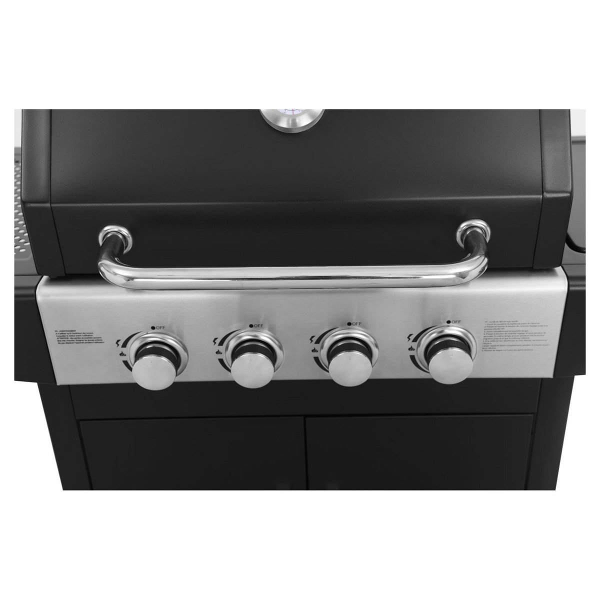 GARDENSTAR Barbecue gaz en acier- 4 brûleurs - 1 côté acier 