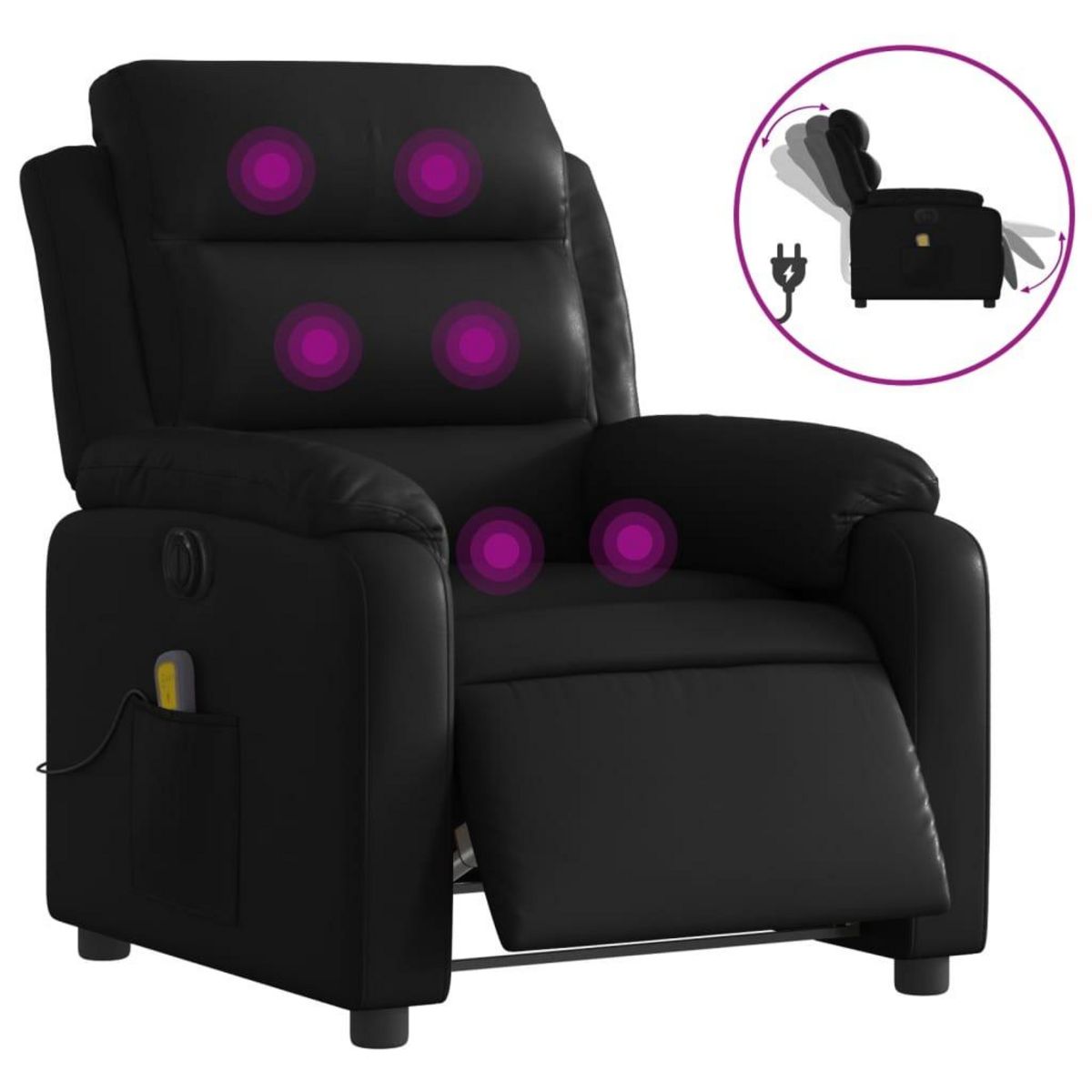 VIDAXL Fauteuil de massage inclinable electrique noir similicuir