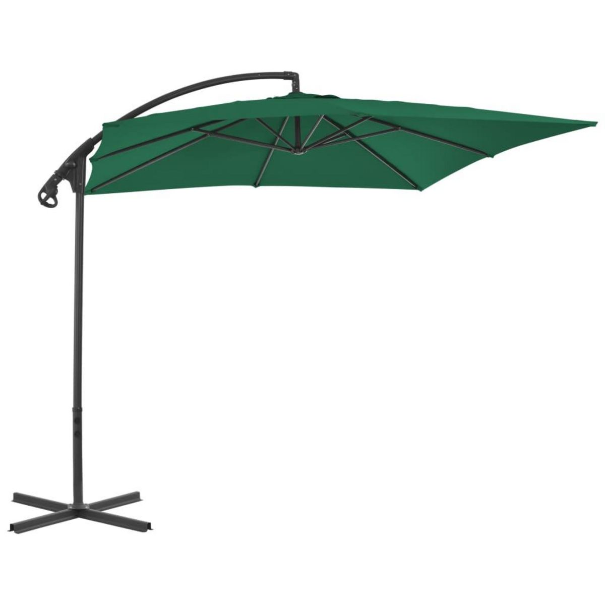 VIDAXL Parasol de jardin en porte-a-faux avec mat en acier vert